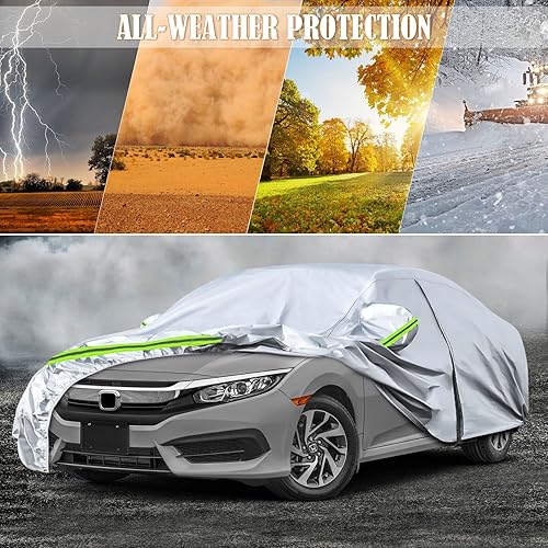 Miniatura 7 de Fundas impermeables de repuesto para Honda Civic Sedán 2011-2025, 6 capas para todo tipo de clima, ajuste personalizado, con puerta con cremallera y