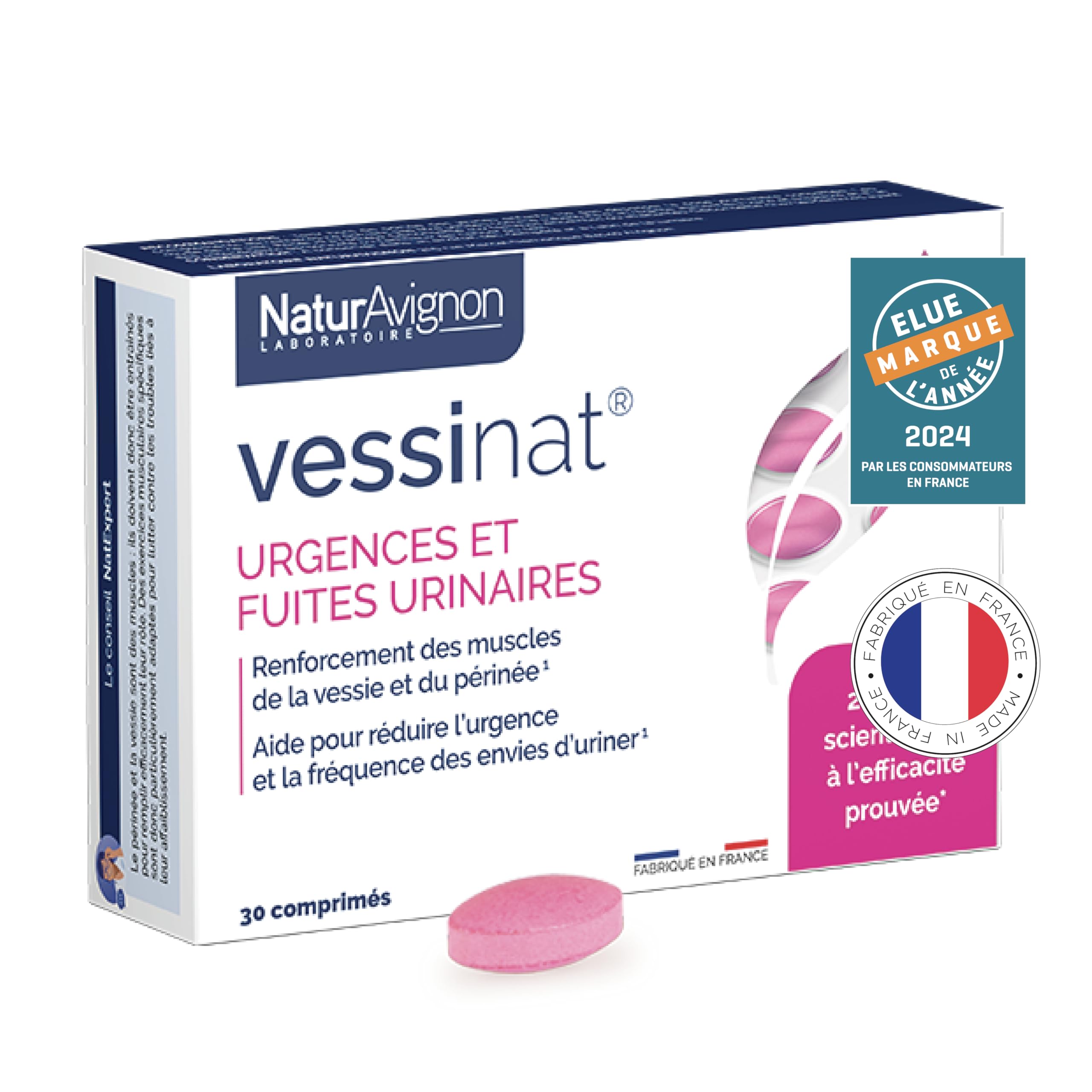 NaturAvignon Vessinat | complement alimentaire urgence & fuite urinaire femme | Double action muscles vessie & périnée | Graine de courge | confort urinaire incontinence femme | 30 comprimés