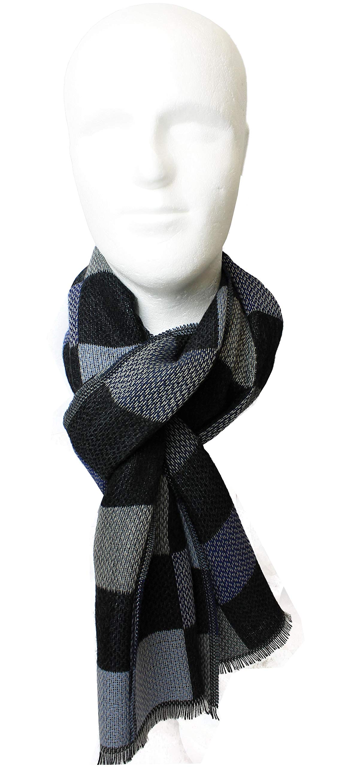 Sciarpa di lana sciarpa da donna sciarpa invernale sciarpa da uomo calda a quadretti blu 195 x 38 cm Made in Germany
