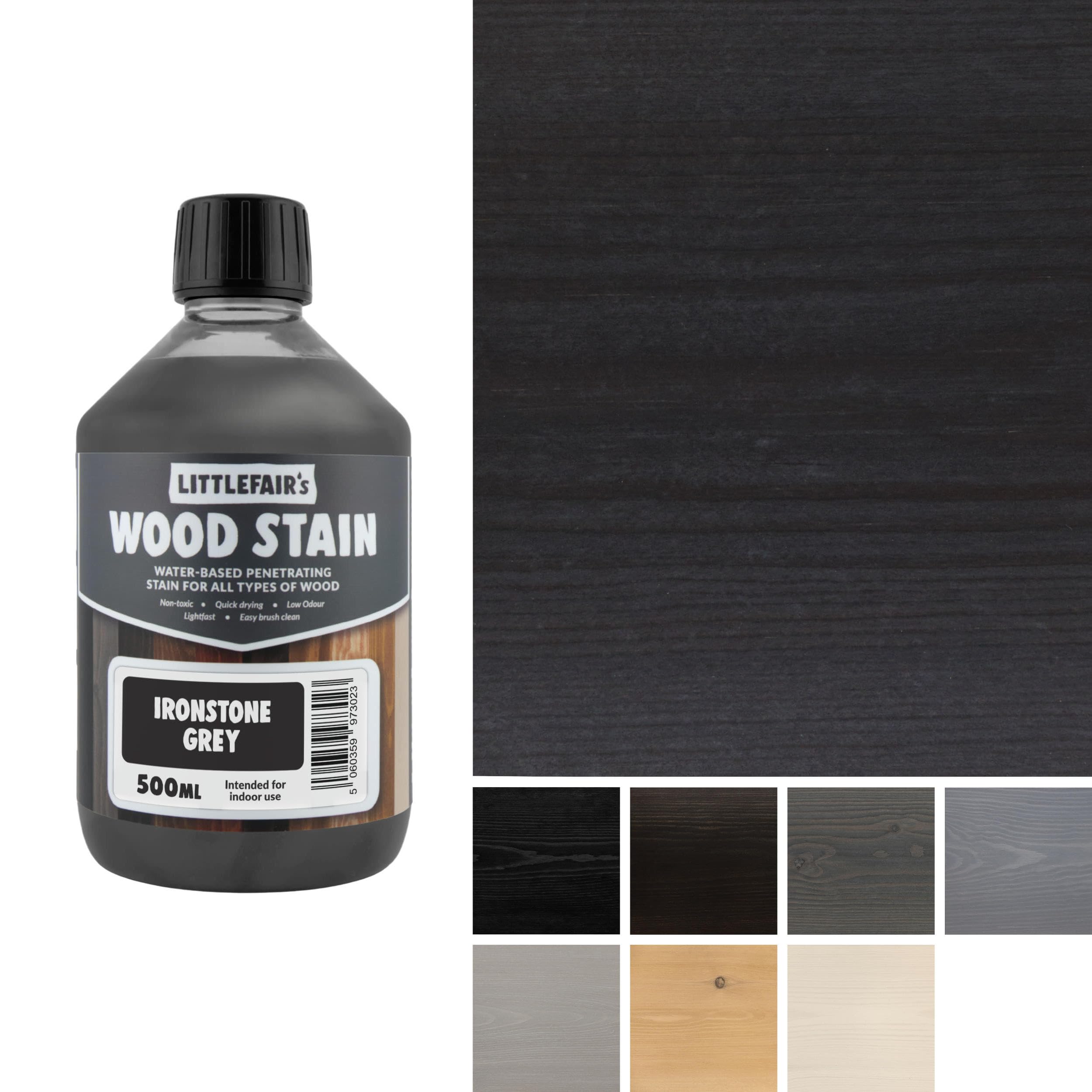 Littlefair's Ironstone Grey Wood Stain Water-Based - (Ironstone Grey) – Non-Toxic, Eco-Friendly & Quick Drying - Easy-To-Apply, Concentrated Formula For All Wood Types – 500Ml