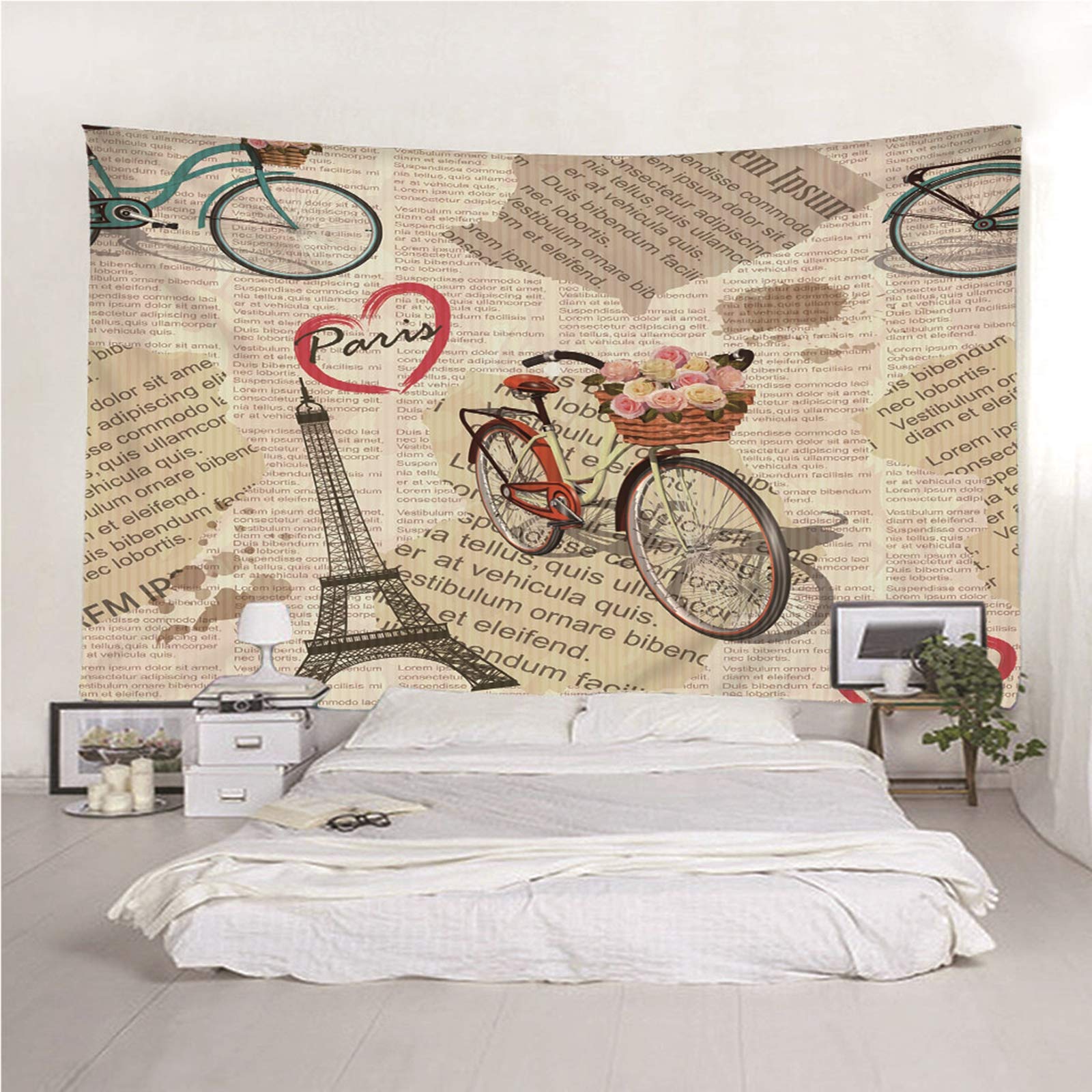 Beydodo Makata do sypialni angielska gazeta dywan ścienny Fantasy 240 x 220 cm gobelin długa