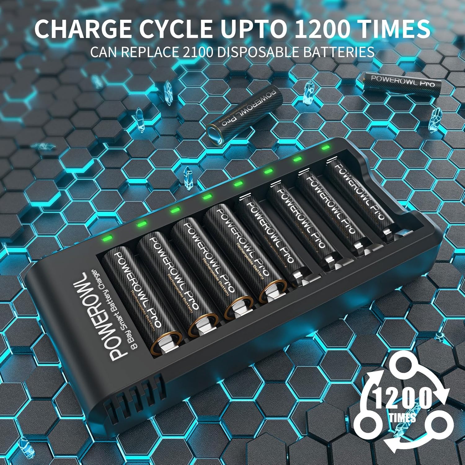 Gold-top Rechargeable AA AAA Batteries PRO w/Charger, 8 & 8 Count