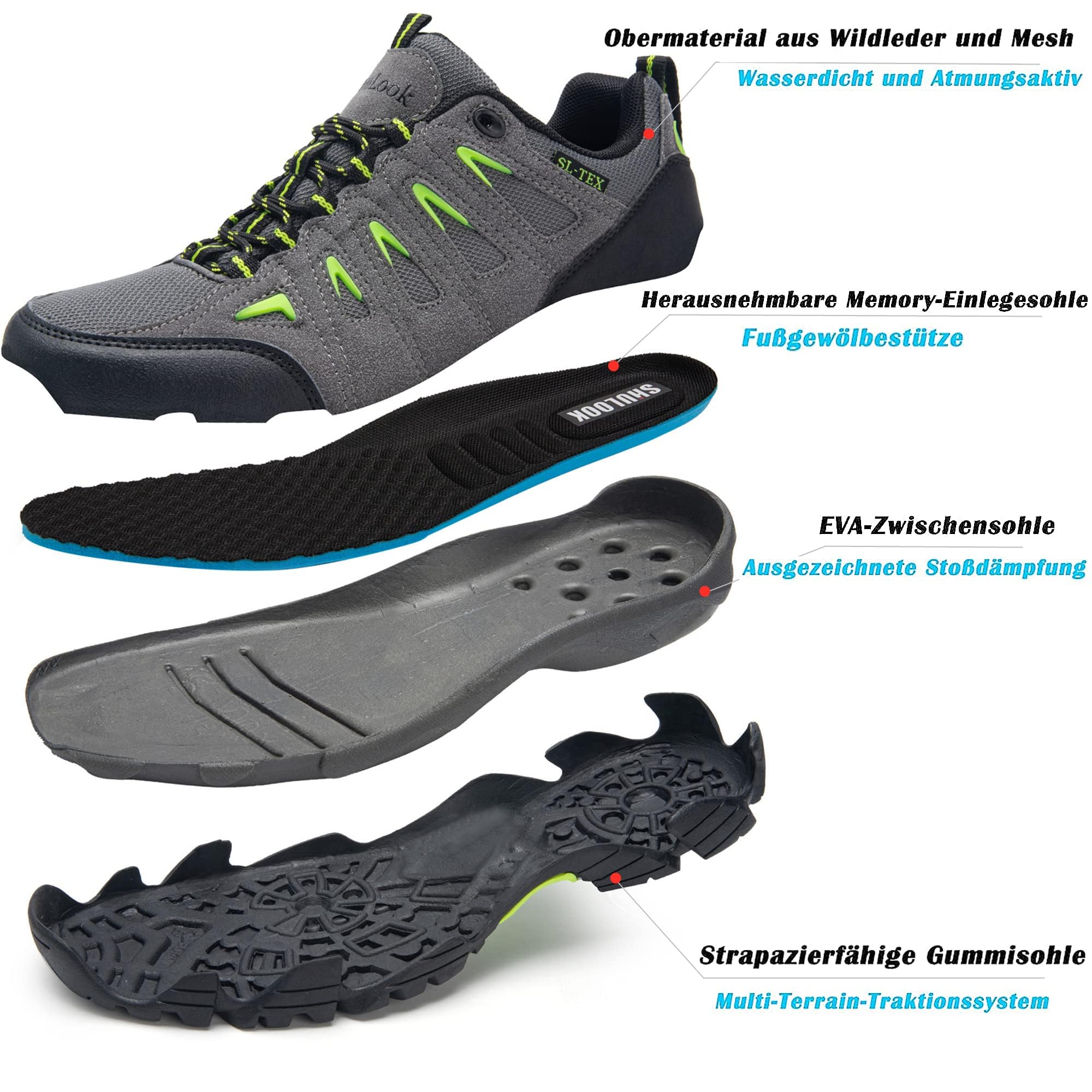 SHULOOK Wanderschuhe Herren Wasserdicht Leichte Outdoor Trekkingschuhe Knöchel Bergschuhe rutschfeste Schuhe Herren Sneaker Ultralight Sportschuhe für Camping, Wandern