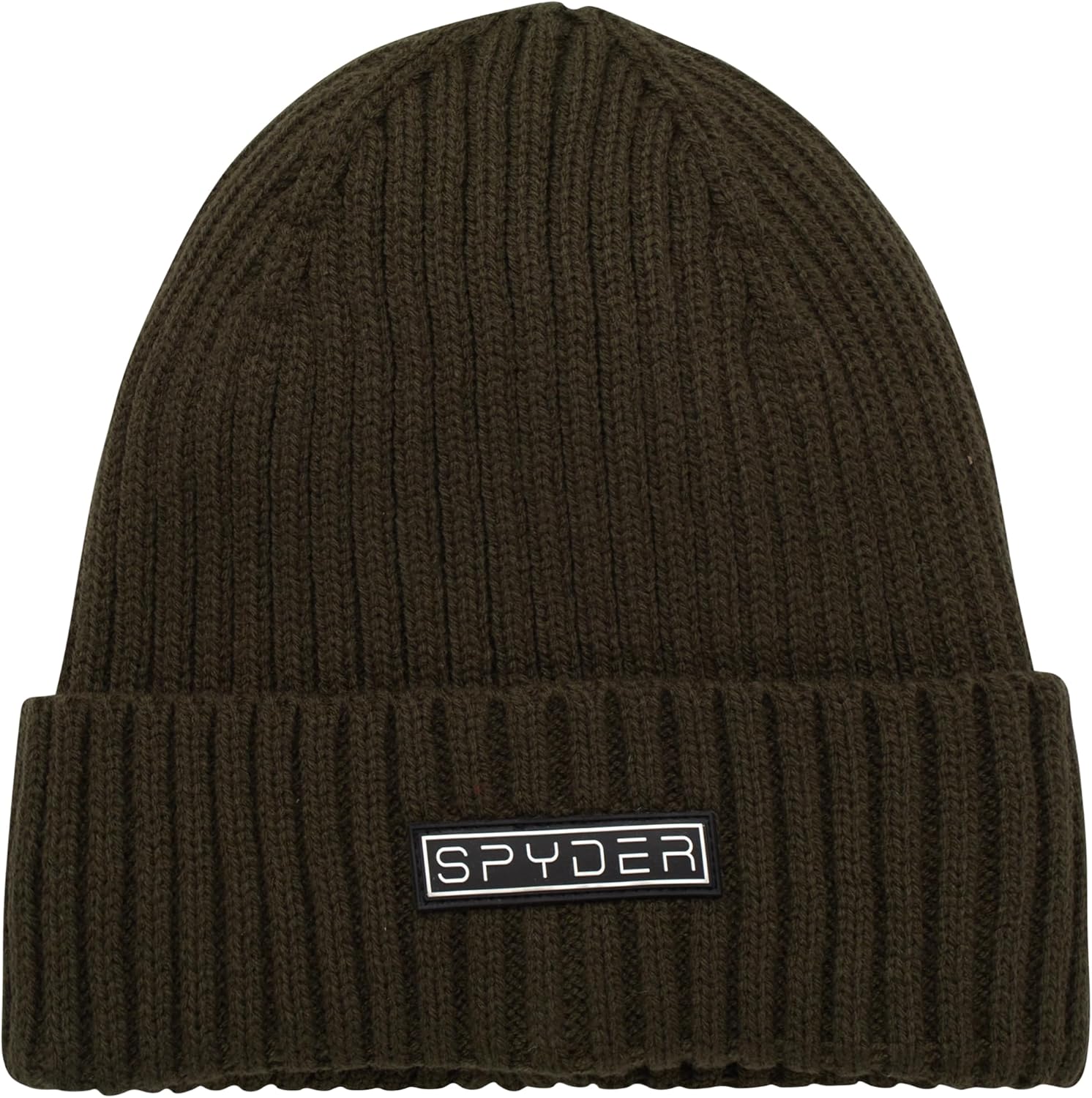Spyder Men’s Beanie – Cozy Plush Sherpa Fur Lined Ribbed Knit Cuff Winter Hat for Men with Embroidered and Rubber Logo Patch