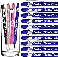 Vista 41 de Bolígrafos personalizados con nombre, paquete de 10 bolígrafos personalizados de oro rosa, bolígrafo de tinta negra grabada a granel con puntas