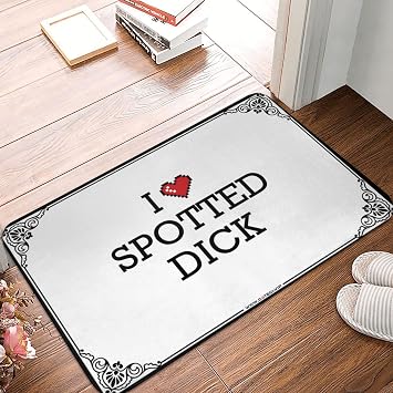 Door Mat Bedside | Retro, I Love Spotted Dick - Big/Boho Bath - Outdoor Rug Plastic Straw Rug, Antislip & Entry50X80CM