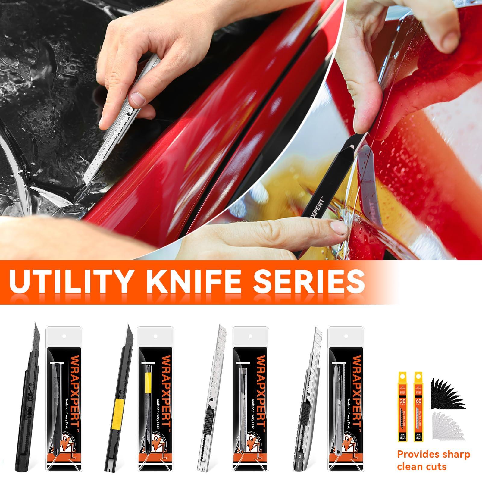 WRAPXPERT Kit de herramientas de envoltura de vinilo con pistola de calor para vinilo, herramientas de envoltura de vinilo para vehículos, kit de envoltura de coche con escobilla de goma, cuchillo