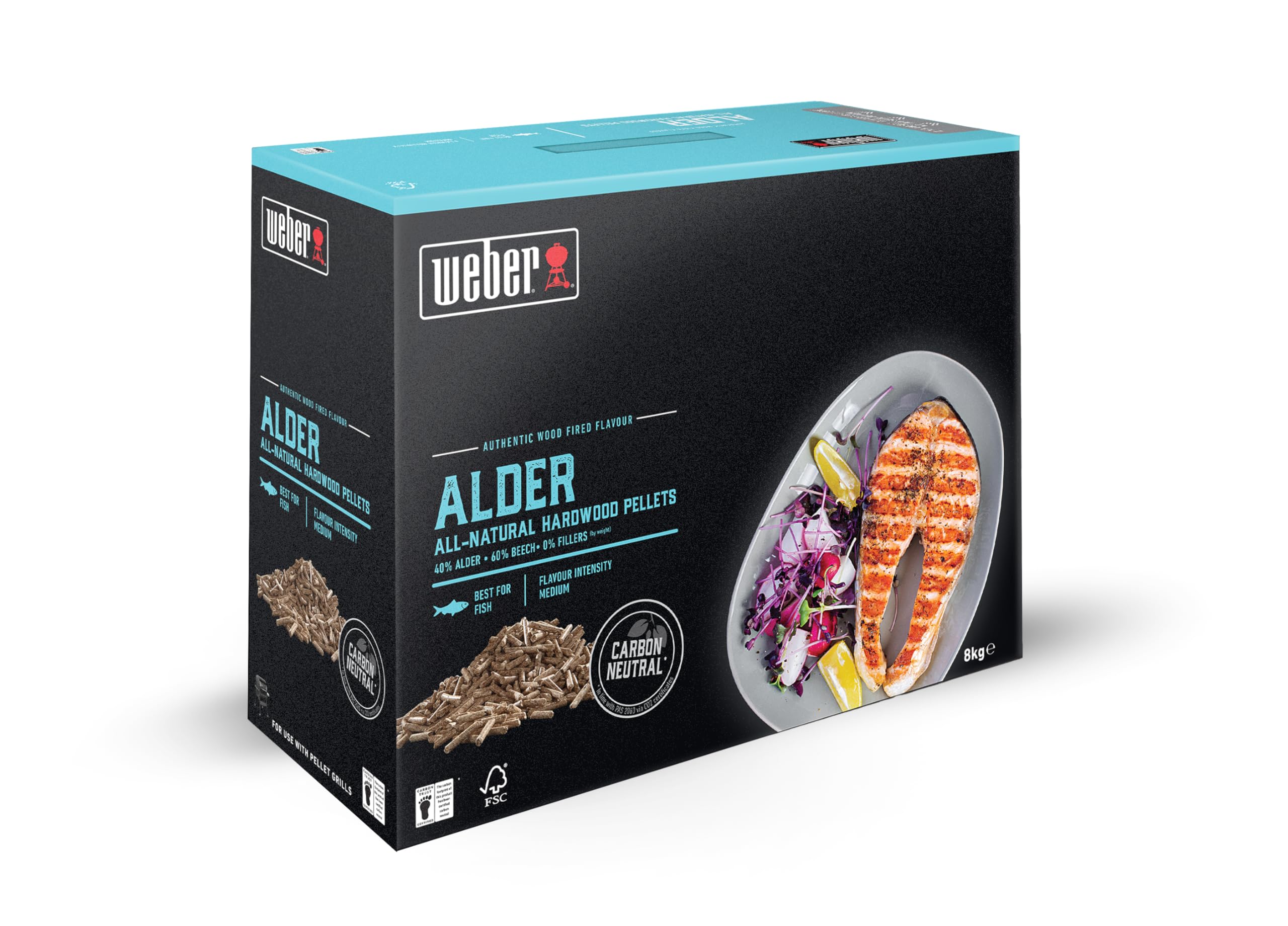 Weber Wood Pellets - Alderwood (8kg), perfect for smoking fish, 100% natural wood pellets, EU product, sustainably sourced, FSC certified wood (18290)