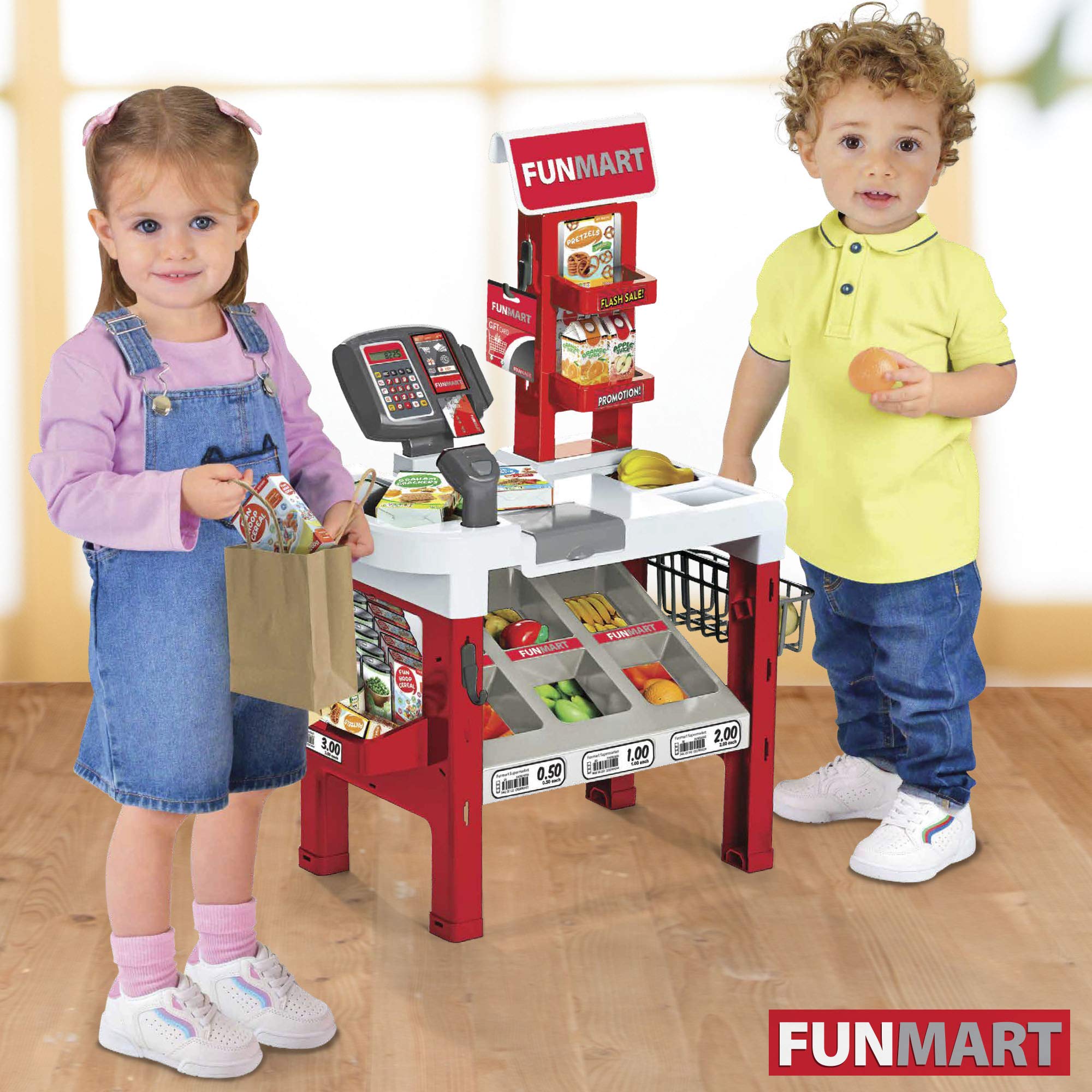 ColorBaby Supermercado Juguete, Juguete Infantil supermercado, Supermercado con luz y Sonidos, Incluye 47 Piezas, Supermercado Infantil con Alimentos, Funville, +3 años
