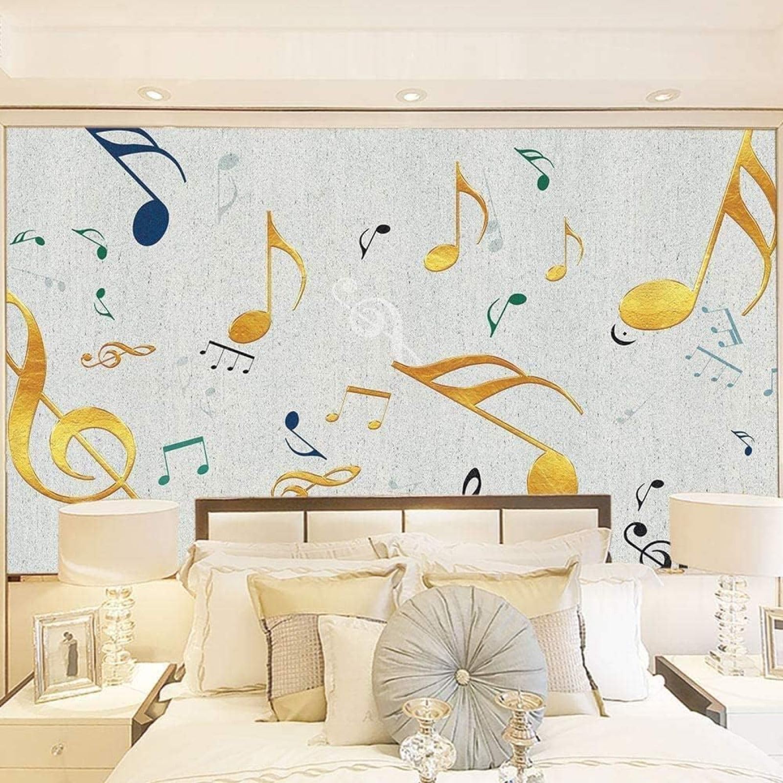 Simplicité Rétro Musique Symboles Art Papier Peint 3d Moderne Soie Texturée Haut De Gamme IdéAl Pour Le Salon Et La Chambre à Coucher-350cm×256cm