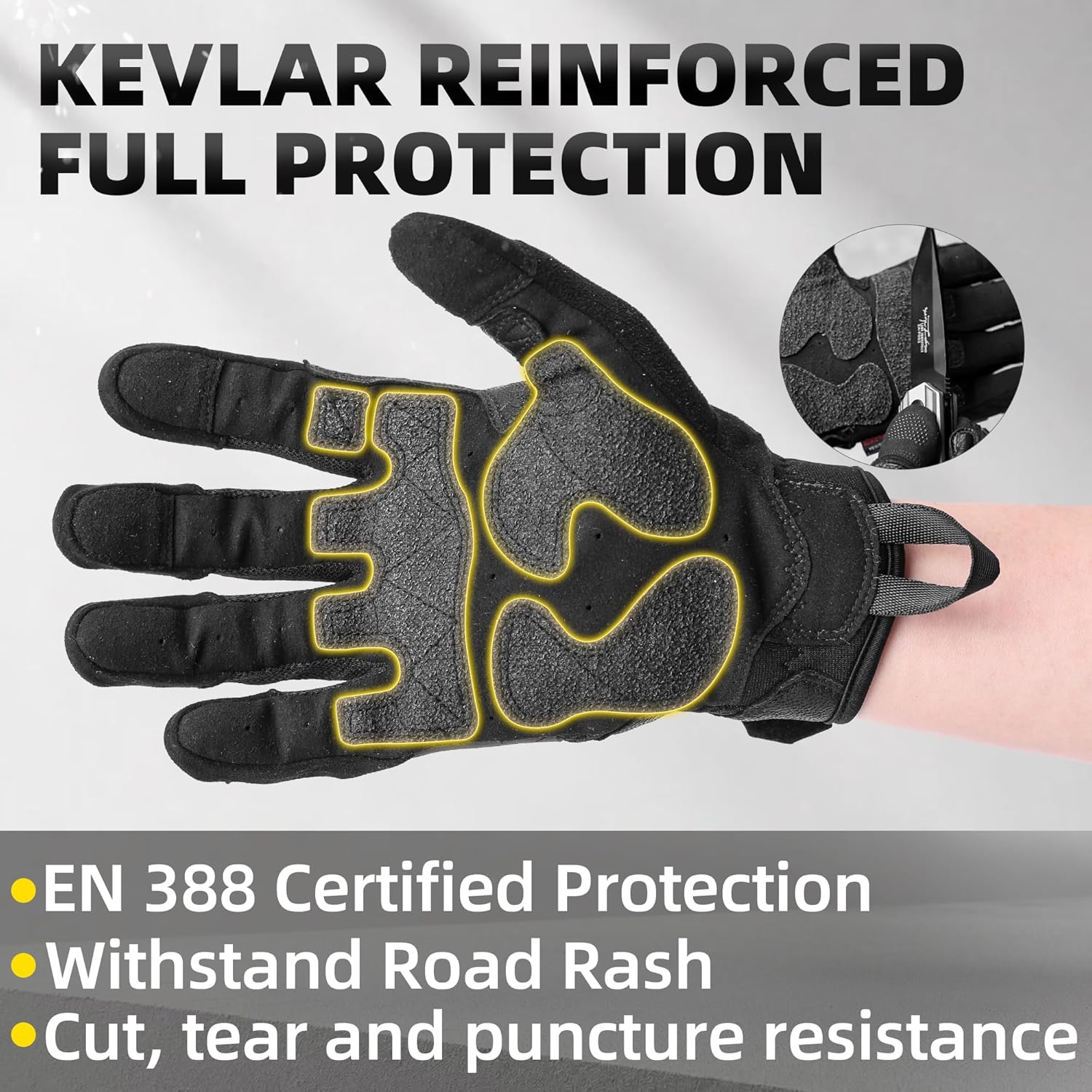 ZUNE LOTOO Touchscreen Tactical Gloves with TPR Impact Protection & Kevlar-Lined for Men Motorcycle Riding Paintball Airsoft Work Cycling Driving Dirt Bike Scooter Black/Green/Red/Tan