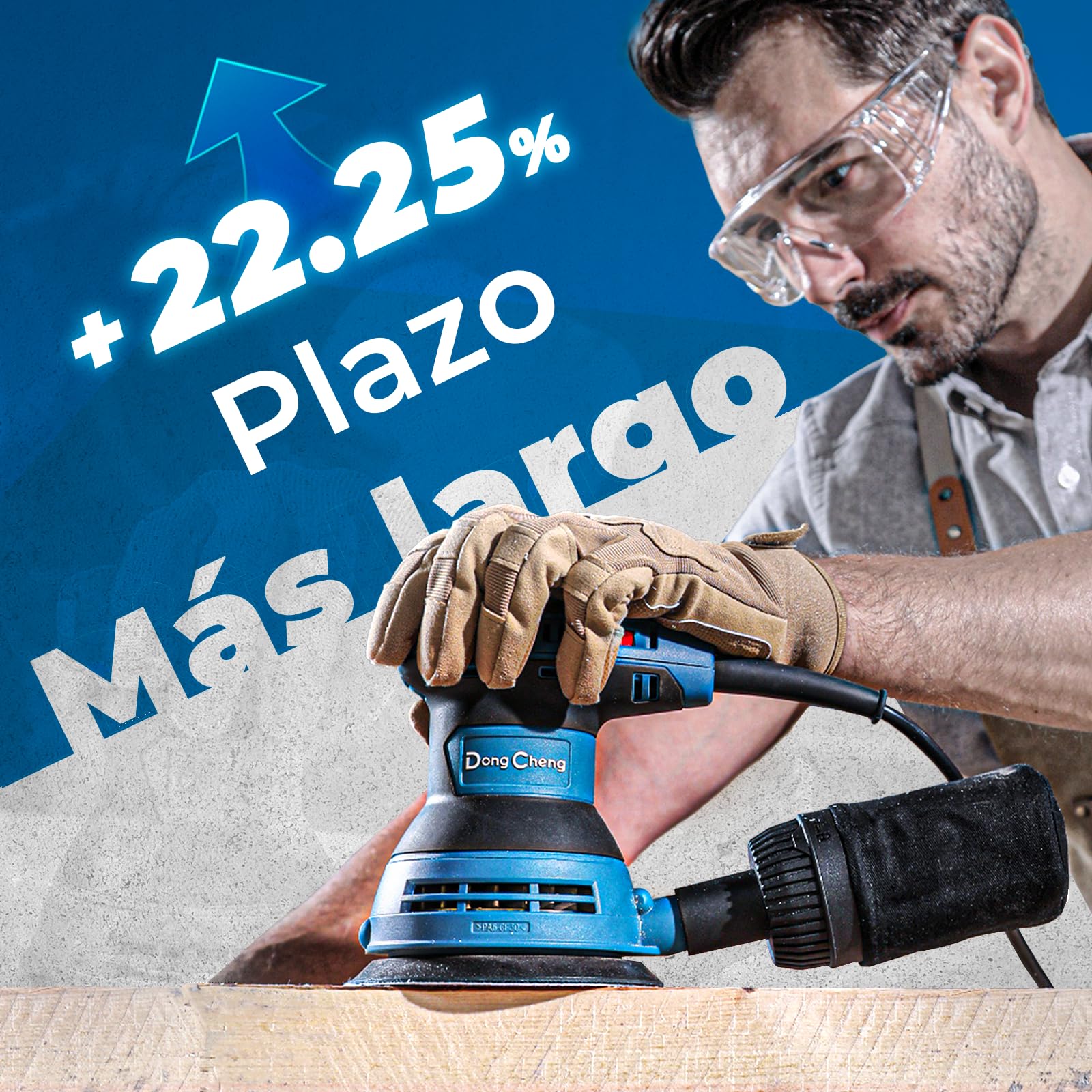 DongCheng Lijadora orbital aleatoria 300W, 125mm, 6 velocidades, 4.000-12.000 rpm con colector de polvo y 10 lijas, ideal para proyectos de carpintería y bricolaje