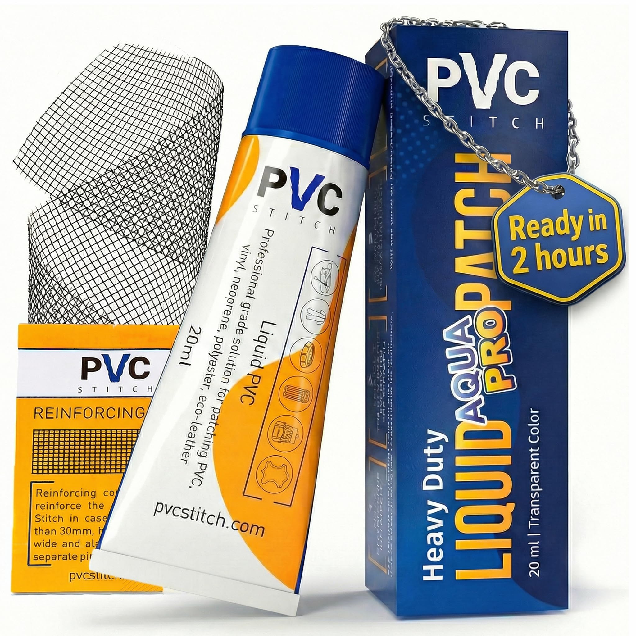 AquaPro Liquid Patch Waterproof Repair Kit for PVC Inflatable Boats, Rafts, ISUPs, Paddle Boards, Above Ground Pools, Hot Tubs, and Underwater Gear (Sealer +Cord)