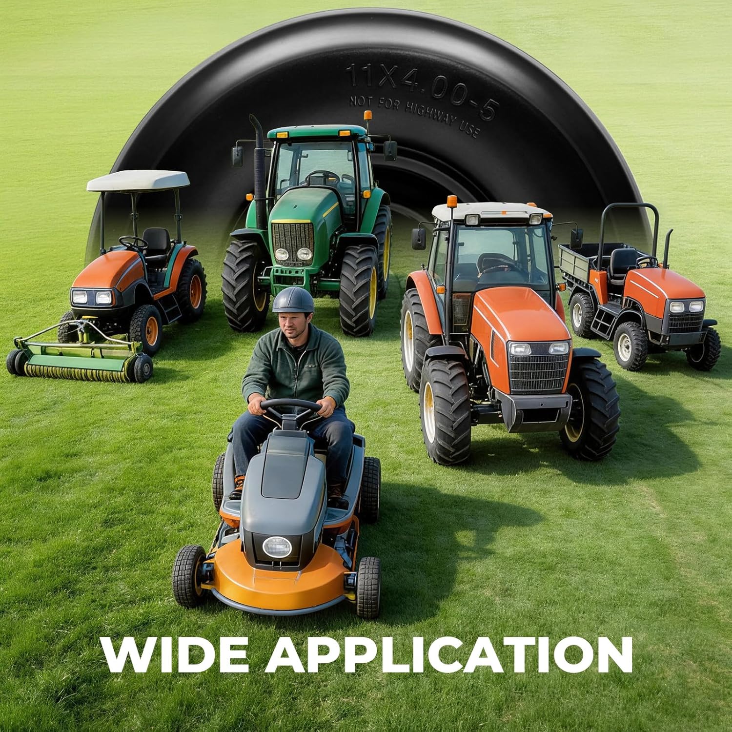 11x4.00-5 Flat Free Tire and Wheel Assembly,11x4x5 Solid Tire With Wheel for Zero Turn Lawn Riding Mower,Suitable for 5/8" & 1/2” Bushings and 3/4" Precision Bearing,2 Pack