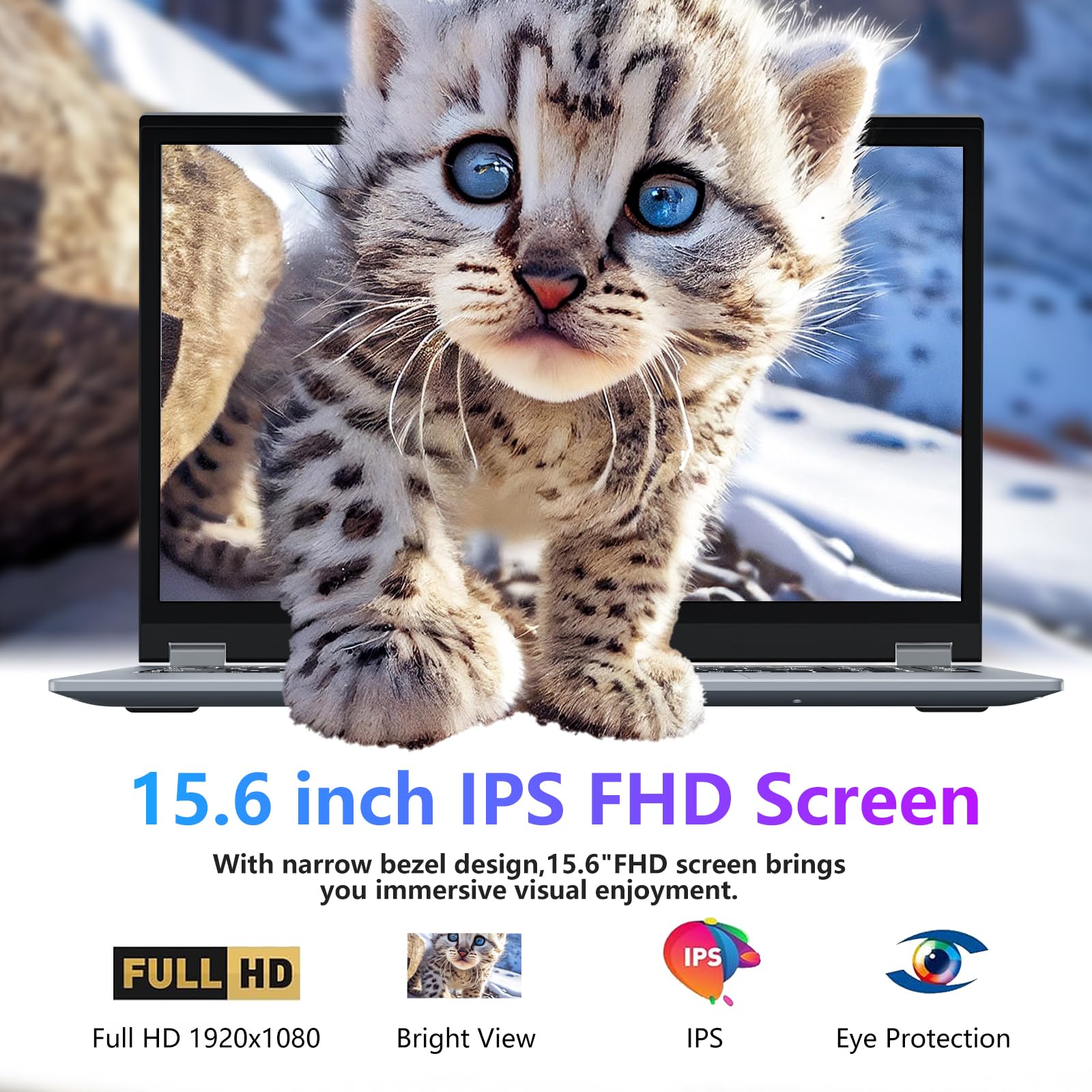 PC Portatile 2 in 1 da 15,6", Computer Portatile 16GB RAM 512GB SSD, Ryzen 3-3200U CPU Notebook Scheda Grafica Radeon, Laptop Touchscreen con Rotazione 360°,Webcam, Wi-Fi5, BT5.1, RJ45, HDMI, Type-C