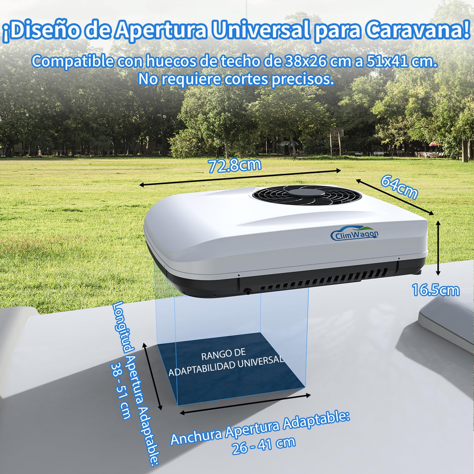 ClimWagon K202 Aire Acondicionado 12V para Caravana y Coche, Climatizador de Techo Solo Frío 10000 BTU, Compresor Inverter Scroll, Sistema Precargado R134a - 4