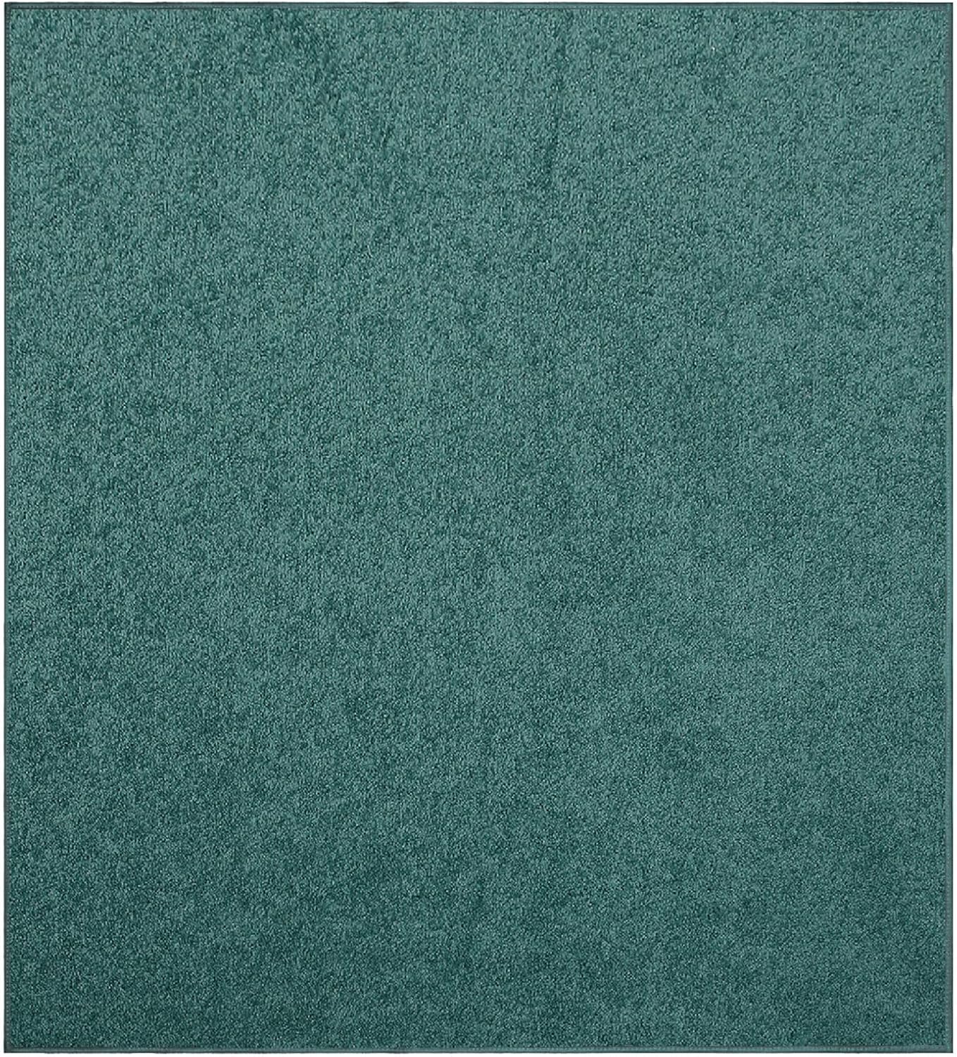 Ambiant Teal Solid Color Area Rug - 2' Square