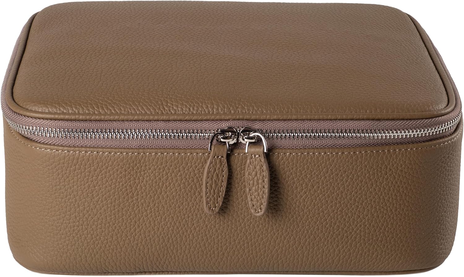 Luxury Genuine Cowhide Leather Cosmetic Organizer Bag – Large Capacity Makeup & Toiletry Travel Case with Compartment, Brush Holder for Women and Men