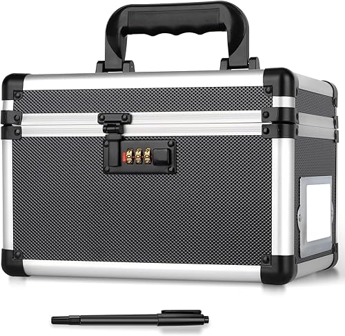 Caja organizadora de archivos, caja de bloqueo de combinación con ranura para etiquetas, caja de almacenamiento con cerradura, caja fuerte portátil