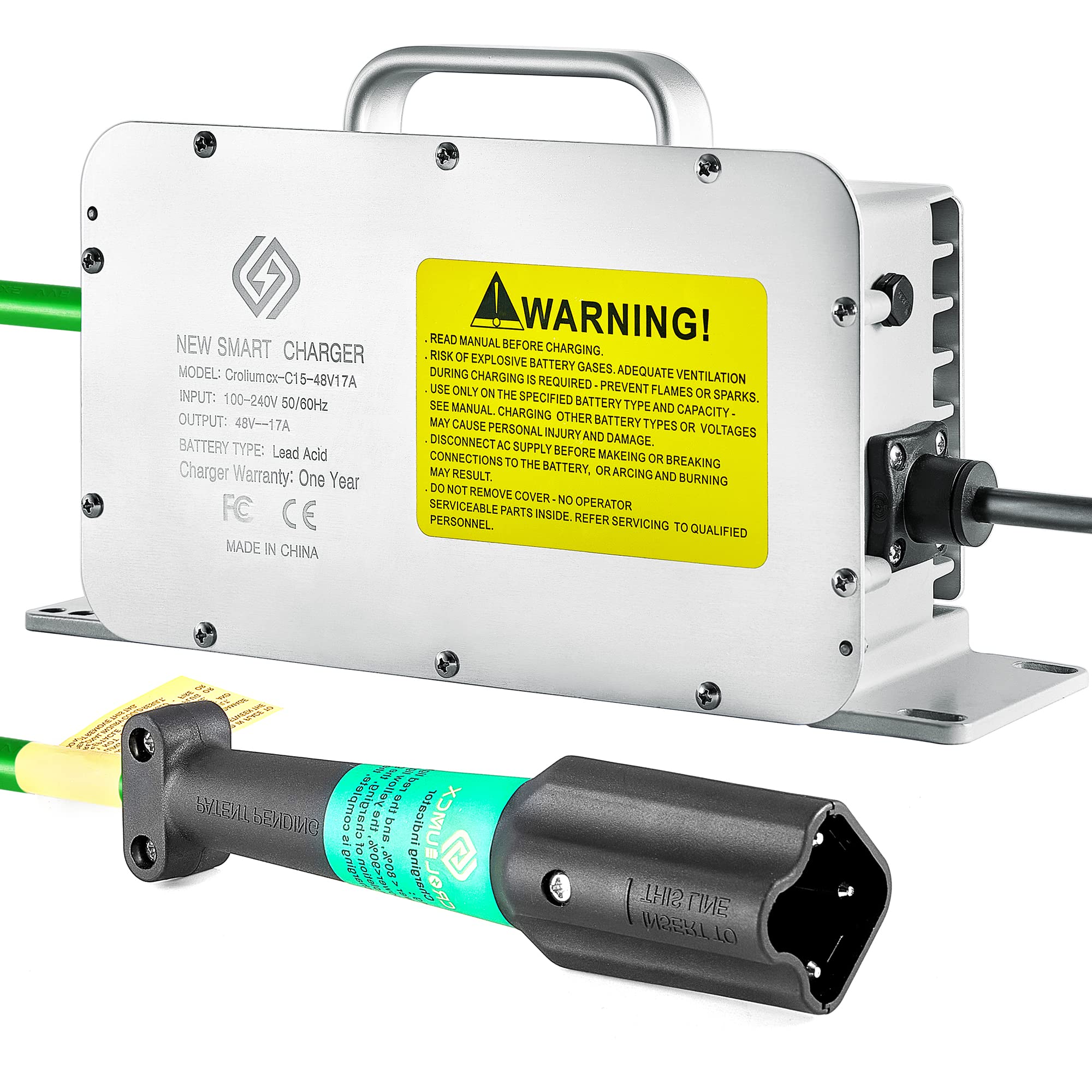 Croliumcx 48Volt 17Amp Aluminum Casting Golf Cart Battery Charger Matching 3-pin Leaf Plug Charges The Battery of Yamaha G29 Drive/Drive 2 Golf Carts