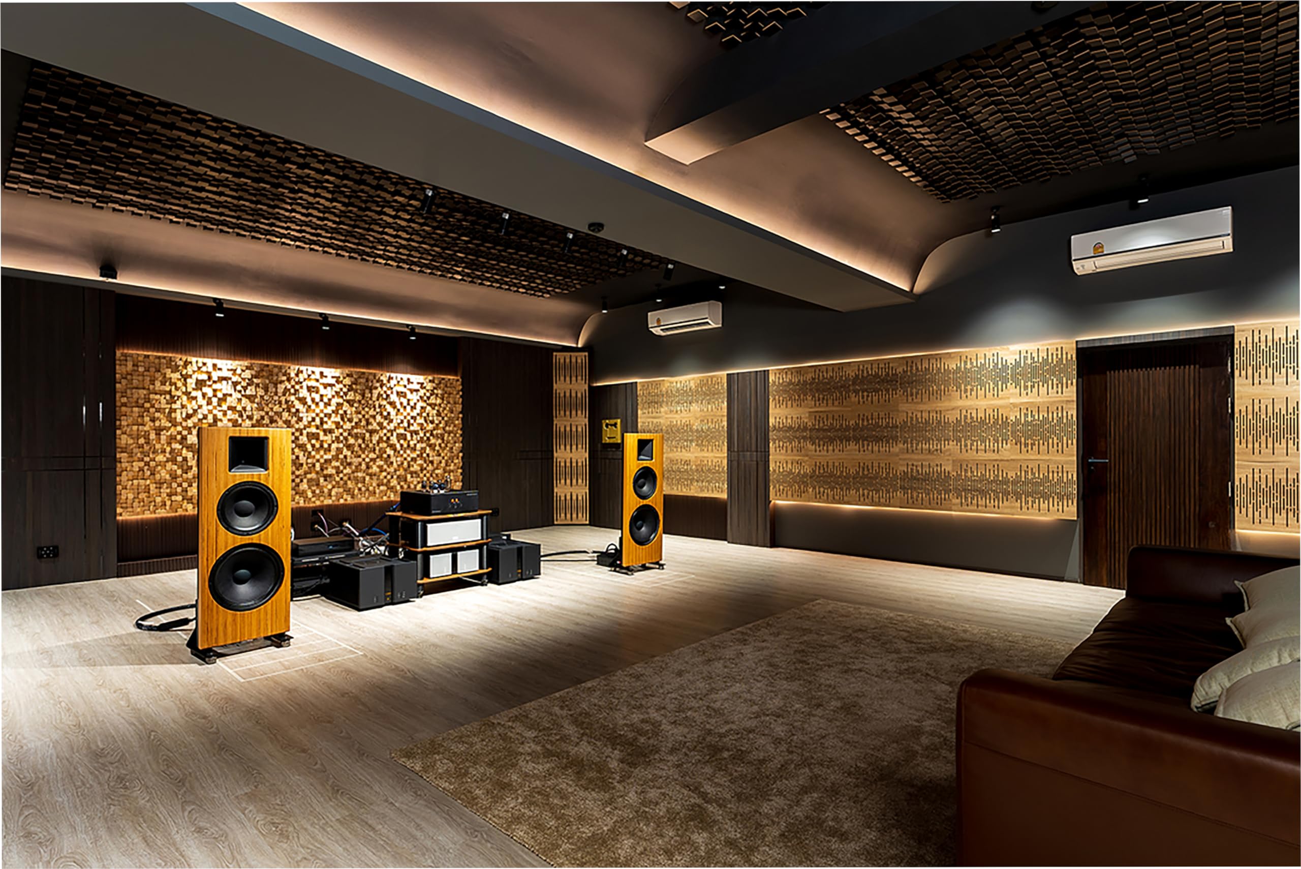 Set di 2 diffusori acustici | Diffusione e assorbimento sonora 2D | 50x50 cm | Pannelli artistici da parete | Controllo del rumore e riduzione dell'eco | [SIRIUS (150mm) | Wengé]