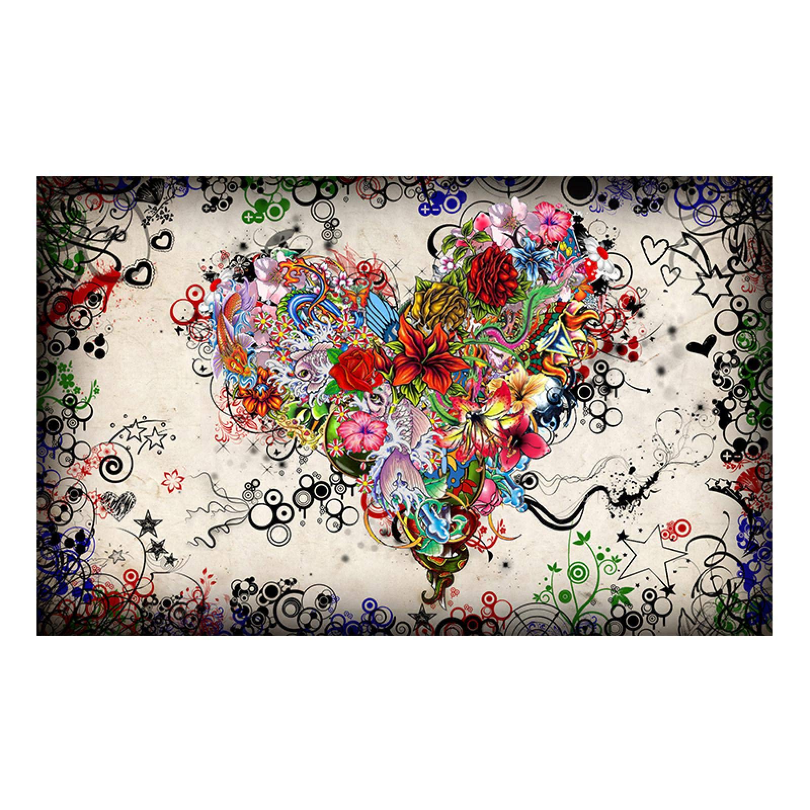 Amazon.co.jp: 抽象的なウォールアートカラフルなハートの花キャンバス 