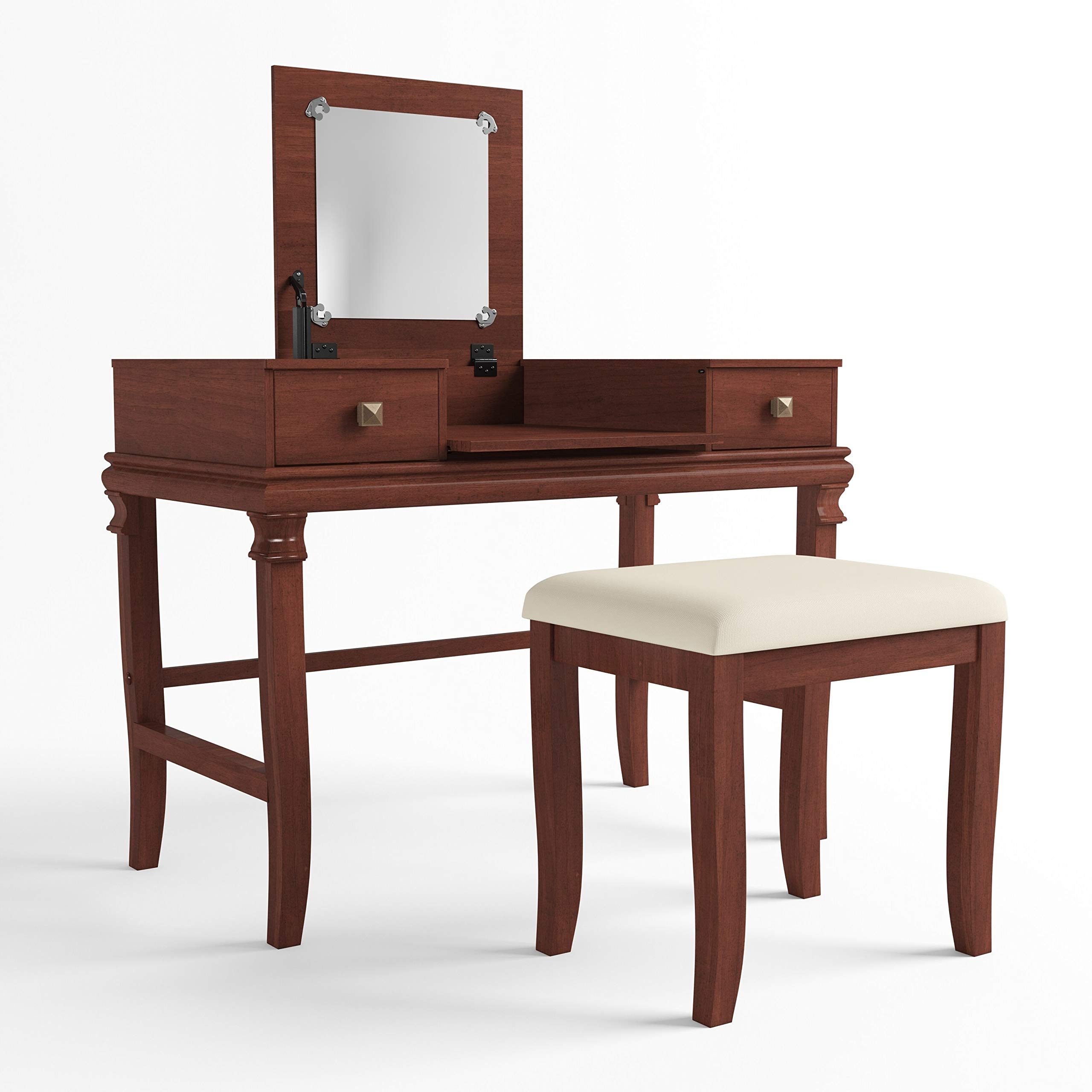 Brown Vanity Set Black Modern Contemporary MDF Wood Walnut Finish Mirror Included