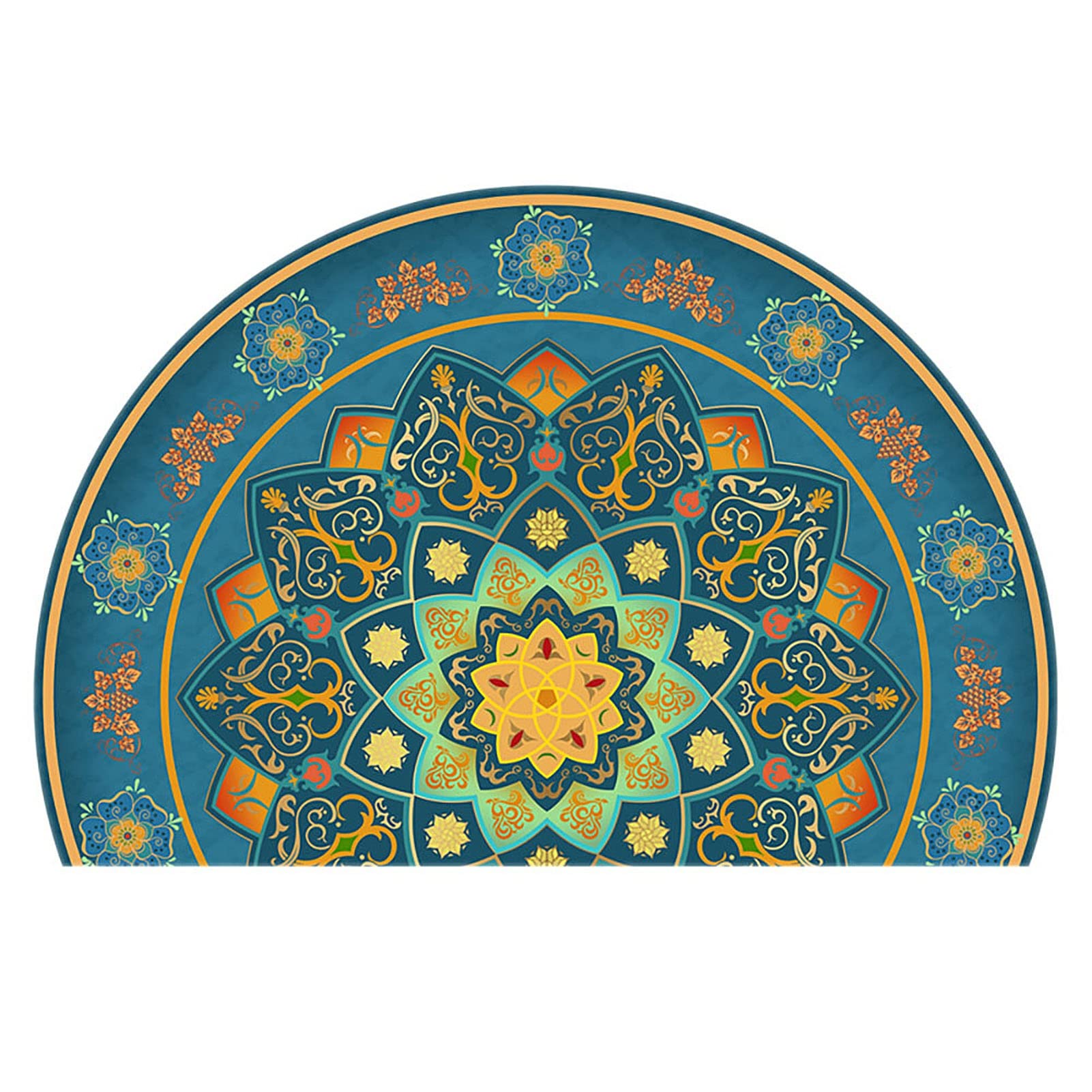 YEARLY Traditionelle Fußmatte im persischen Stil, Große Halbkreis-Eingangsmatte Floral Retro Europäischer Willkommensteppich Für Haustür (Color : C, Größe : 60 * 90cm)