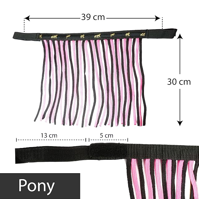Foto 4 de 5 de Franjas antimoscas para caballos, máscara con flecos y cierre, gorro para Shetty, Pony, Cob, sangre caliente