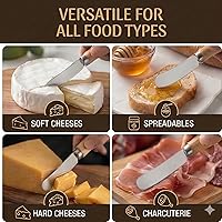 Vista 3 de Pequeños cuchillos esparcidores de queso, mango de madera, 5 pulgadas, cuchillos de cóctel de acero inoxidable para condimentos, queso, mantequilla