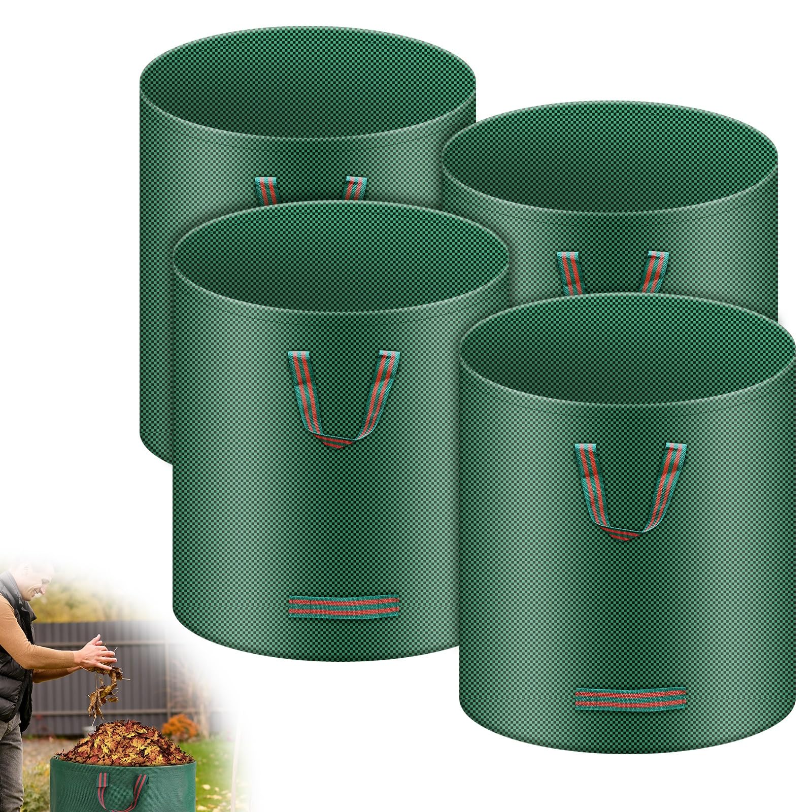 4x Sacs de Jardin Indéchirables, 272L Sac Jardinage Déchets, Autoportant, Big Bag avec Poignées, Étanche, Pliable et Réutilisable, Sac Végétaux Jardin 150 g/m²