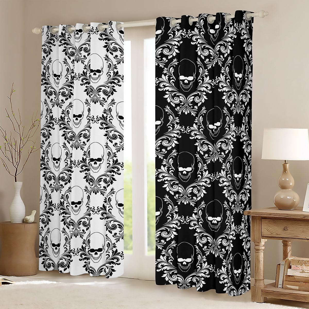 Loussiesd Sugar Skul Window Treatments, 2 panele szer. 46 x dł. 72