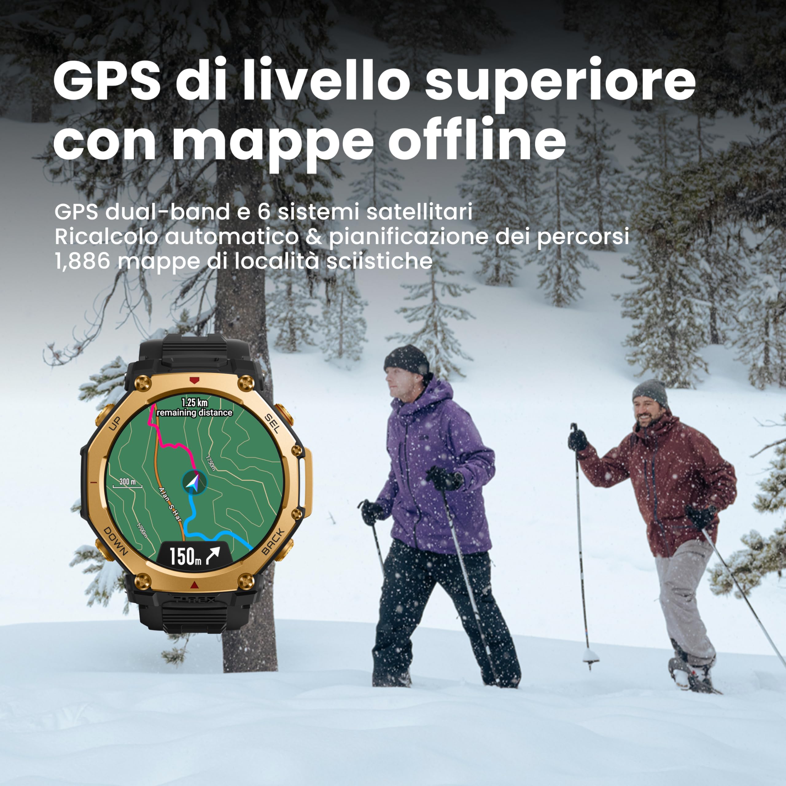 Amazfit T-Rex 3 Pro Smartwatch Outdoor 48mm Display AMOLED in Zaffiro, Ghiera in Titanio, GPS Dual Band, Mappe Offline, 25 Giorni di Autonomia, Torcia Integrata, 10 ATM, 180+ Modalità Sport