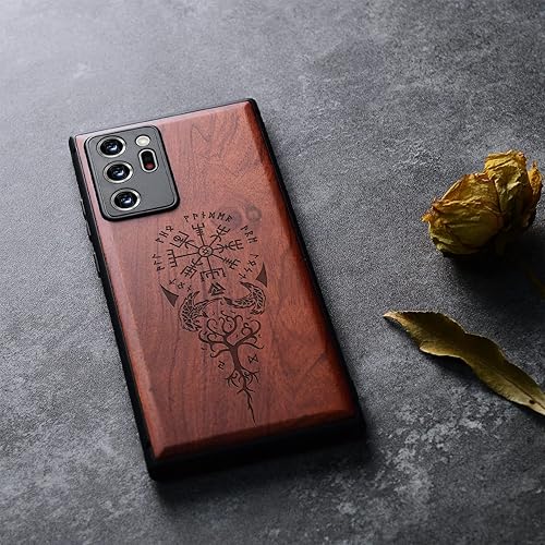 Miniatura 9 de Carveit Funda de madera para Galaxy Note20 Ultra madera real dura y TPU suave negro funda protectora de madera única y elegante compatible con