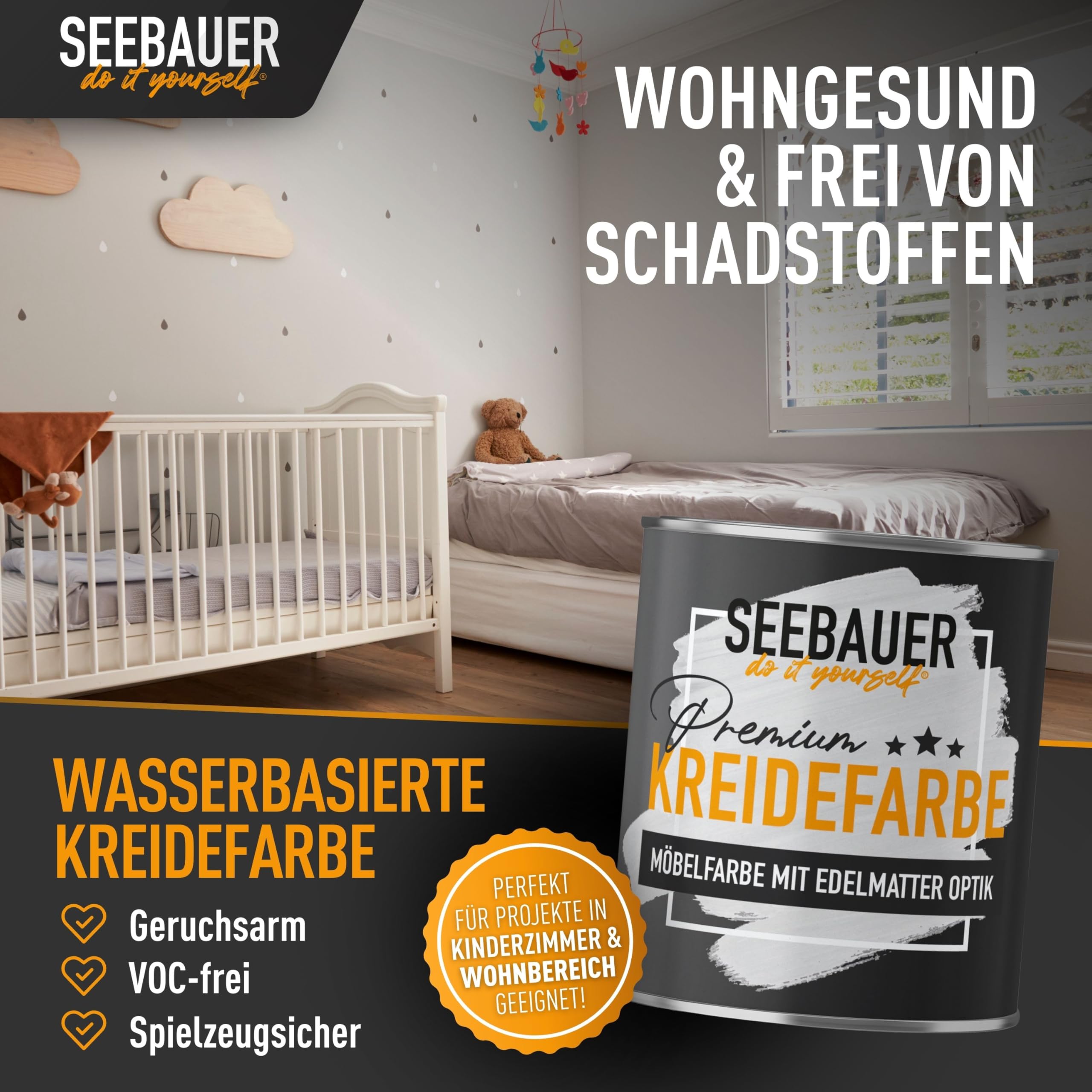 Kreidefarbe für Möbel Grau 750ml Graphite Grey Möbelfarbe ohne Schleifen Holzfarbe extra matt hohe Deckkraft