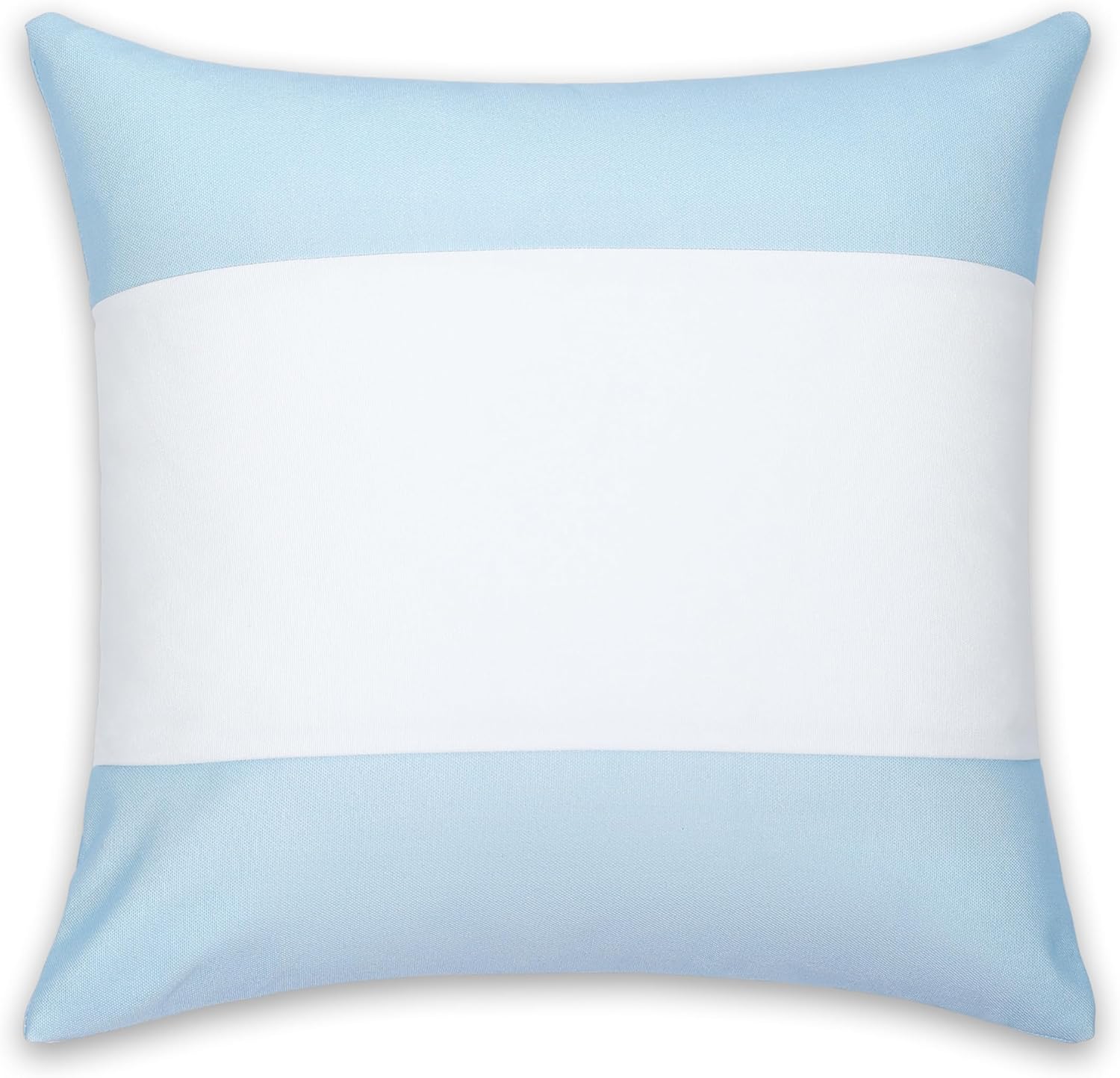 Hofdeco Premium Coastal Patio Indoor Outdoor Throw Pillow Cover Only, 20"x20" Water Repellent for Backyard, Couch, Baby Blue Color Block
