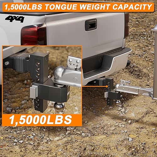 Miniatura 5 de VNN Enganche de caída ajustable, enganche de doble bola (2 pulgadas y 2-516 pulgadas), se adapta a receptor de 2 pulgadas, enganche de remolque de