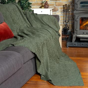 Premium Koltuk Örtüsü 175x350 XLARGE Gramajlı Jakarlı Şönil Sage Yeşili | Kanepe Örtüsü | Kaymaz