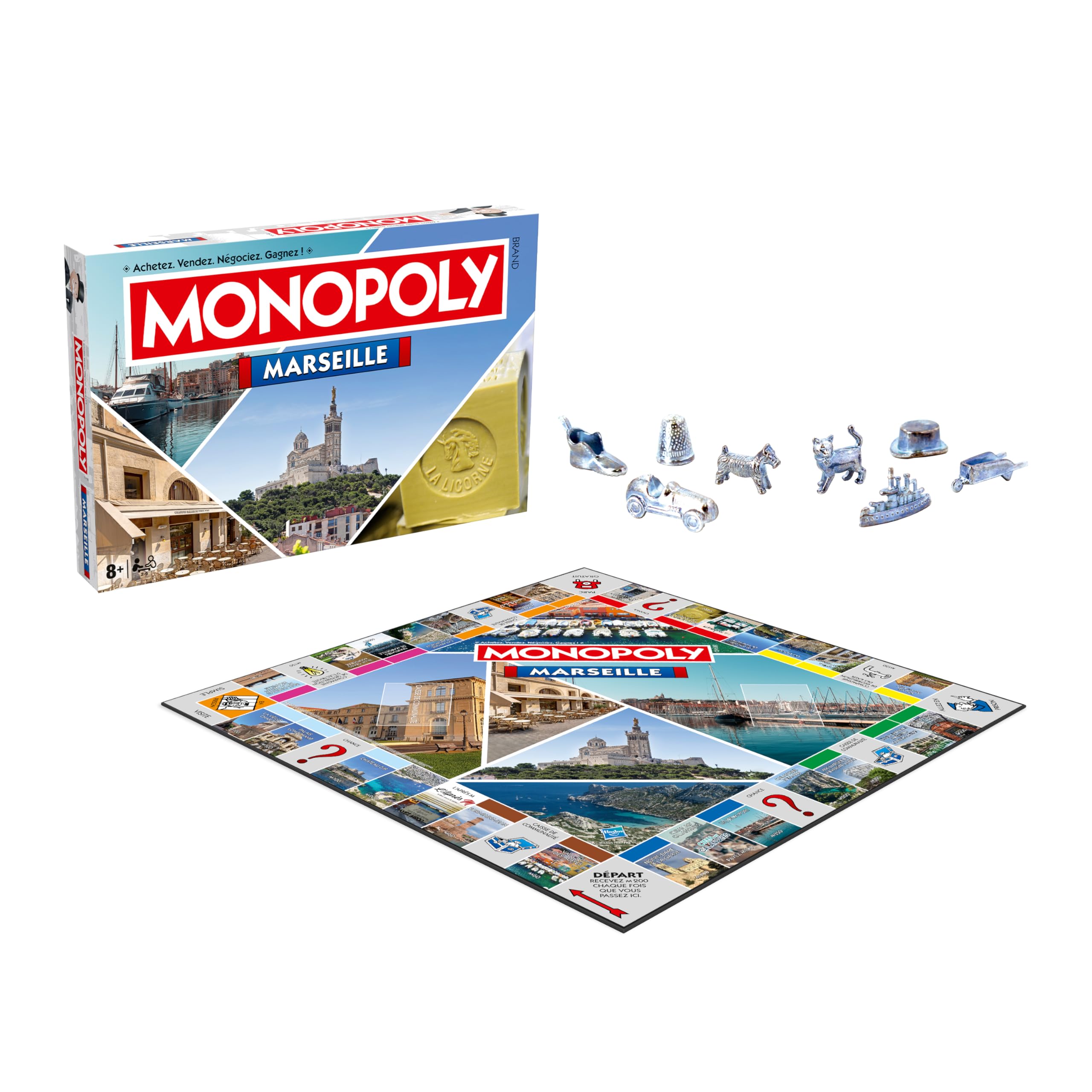 Winning Moves Monopoly Marseille auf Französisch – Brettspiel 8+ – Gesellschaftsspiel für 2 bis 6 Spieler – Gesellschaftsspiele für Familie auf Französisch