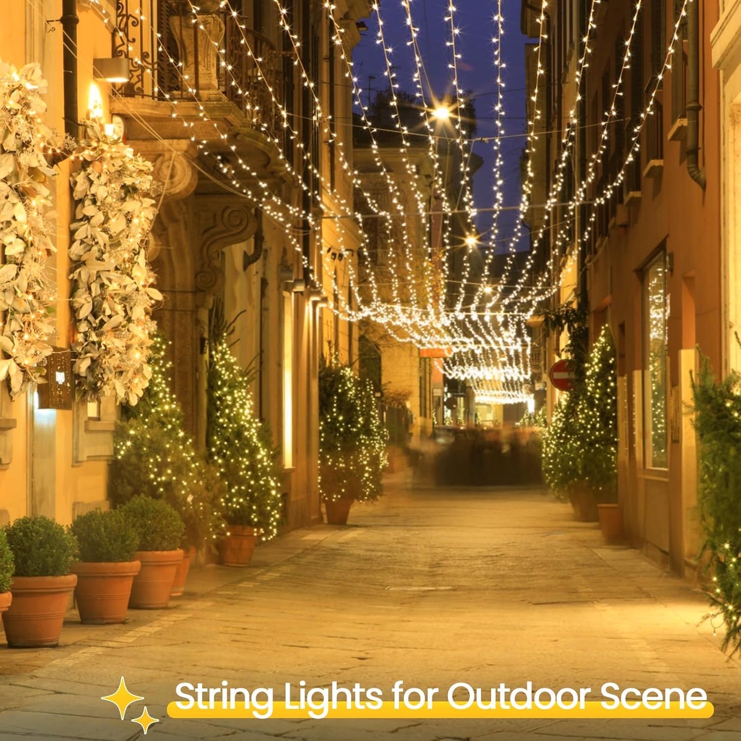 Lot de 4 guirlandes lumineuses à piles avec minuterie, 200 LED, étanches, 8 modes, pour fête intérieure et extérieure, chambre à coucher, guirlande d'arbre, décorations de Noël (blanc chaud)
