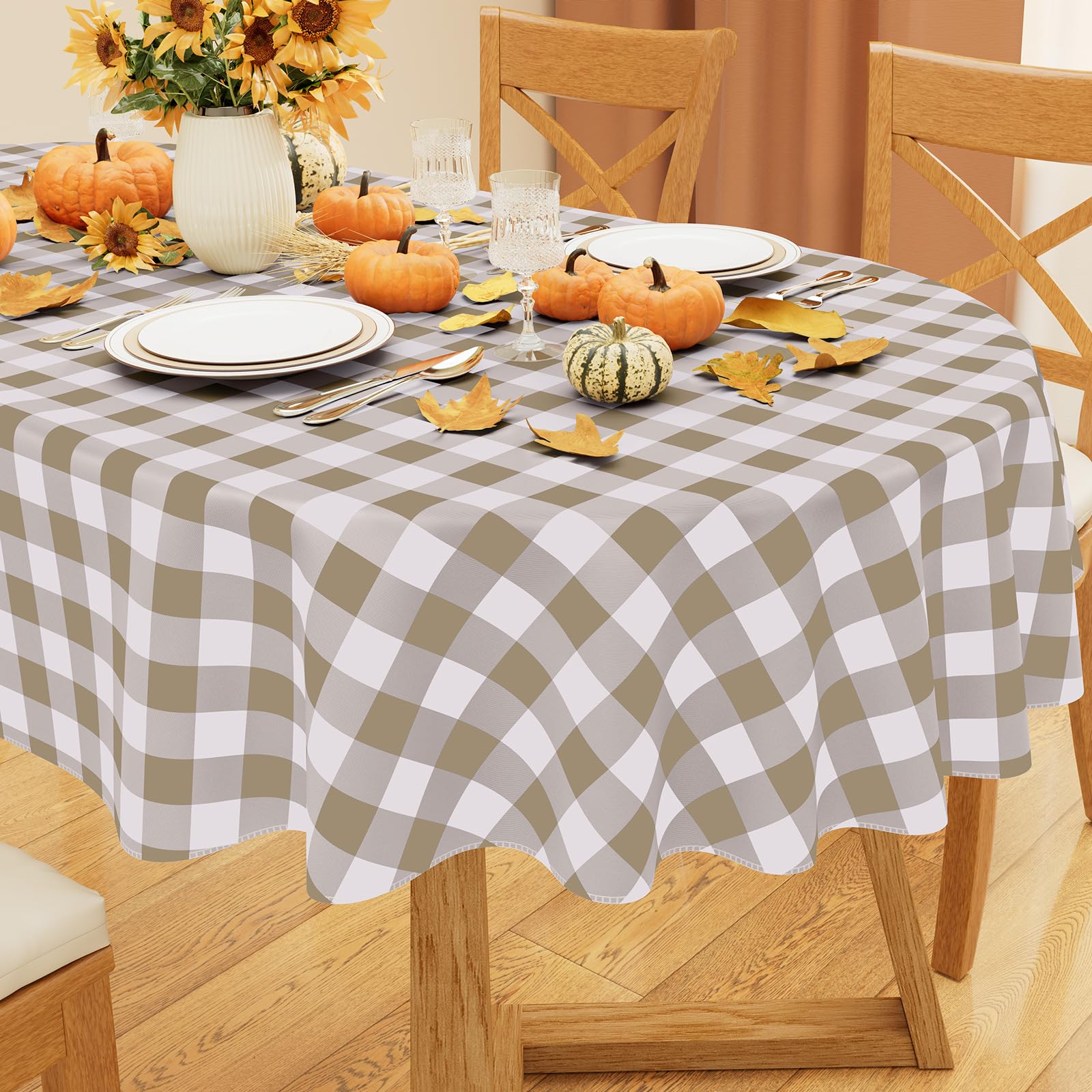 misaya Oval Waterproof Vinyl Table Cloth, Flannel Backed Tablecloth