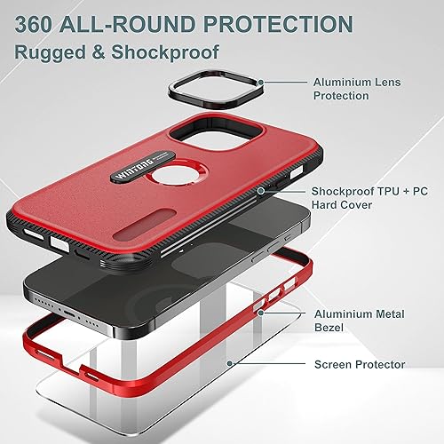 Miniatura 2 de WINTONG Funda magnética para iPhone 13 Pro, protección contra caídas de grado militar, cuerpo completo, a prueba de golpes, funda protectora