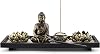 Jovivi Zen Garden Set Buddha Statue 2 Lotus Tealight Candle Holders, Mallet & Rocks and Crystals & Incense Burner Stick Holder Bowl & Wood Tray for Yoga Meditaion Home Table Decor Gift