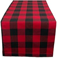 Vista 20 de DII Buffalo Check Collection, camino de mesa clásico de granja, 14 x 108 pulgadas, rosa y blanco