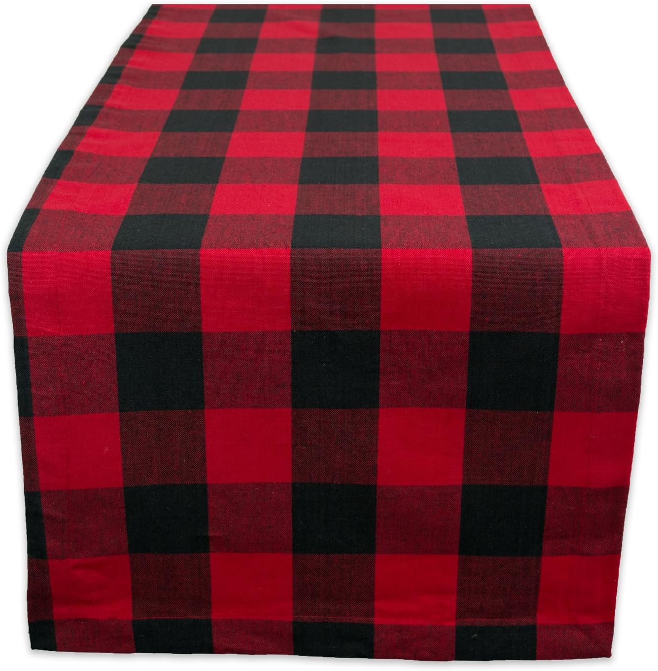 DII Buffalo Check Collection, Classic Farmhouse Table Runner, 14x108, Red & Black