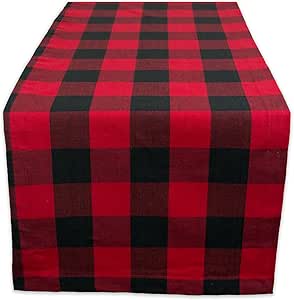 DII Buffalo Check Collection, Classic Farmhouse Table Runner, 14x72, Red &amp; Black