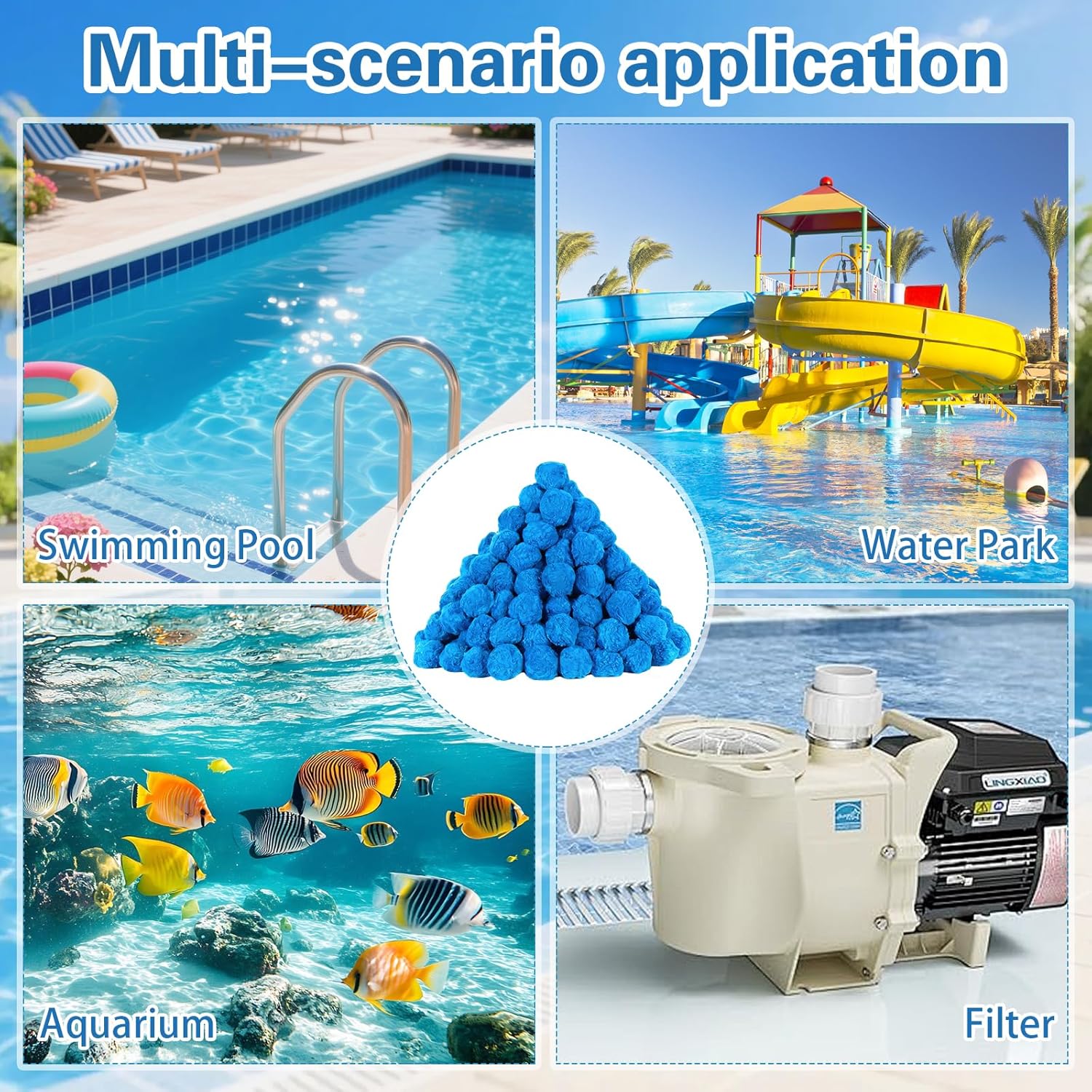 5 lbs Pool Filter Ball for Sand Filter Reusable Pool Fiber Media Balls Replace Pool Filter Sand for Above Ground Pool Sand Pump Efficient Clean Water