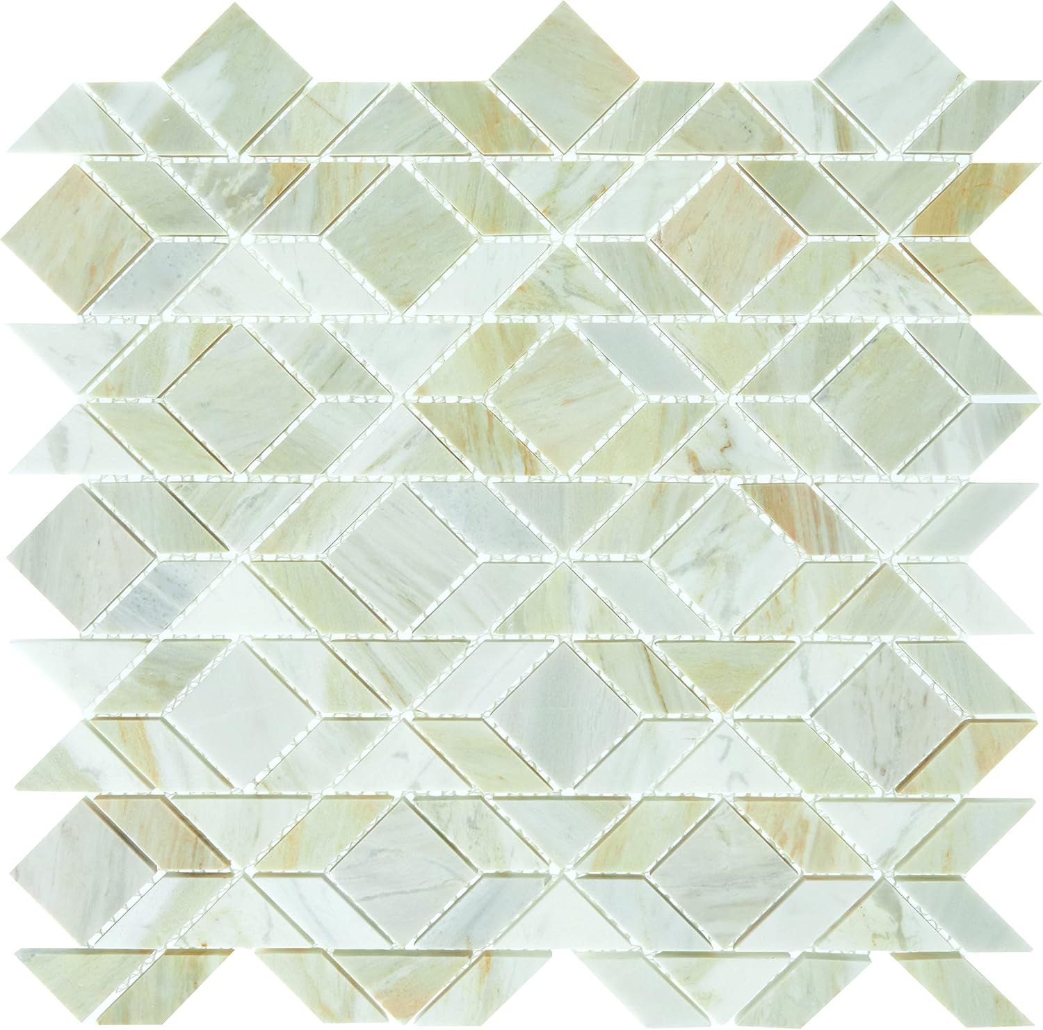 Daltile Pietra Divina Marble Natural Stone Framework Mosaic in Honed Namaste