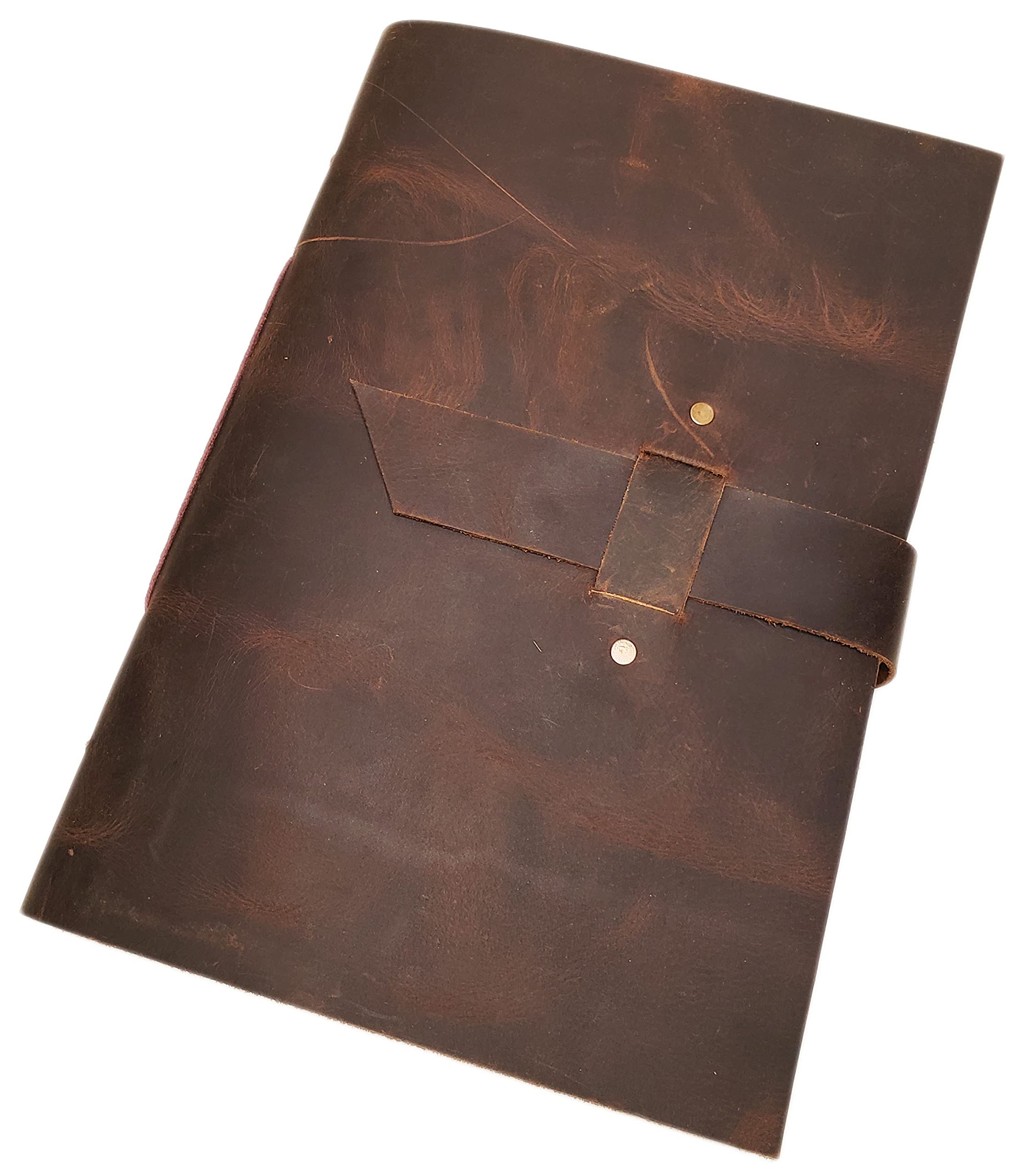 Grand album photo vintage en cuir avec fermeture à boucle – Pages de style scrapbooking, coffret cadeau inclus – Peut contenir 200 photos de 10 x 15 cm ou 12 x 17 cm