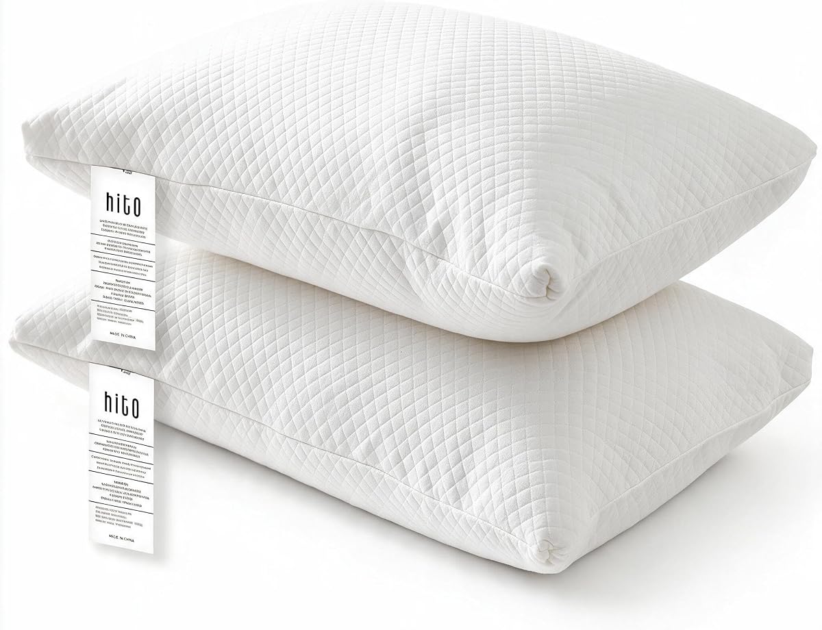 HITO Hotel Pillows Bed Pillows Queen Size Set of 2-100% Virgin Material Down Alternative Pillow - Soft Support for Back, Stomach, Side Sleepers